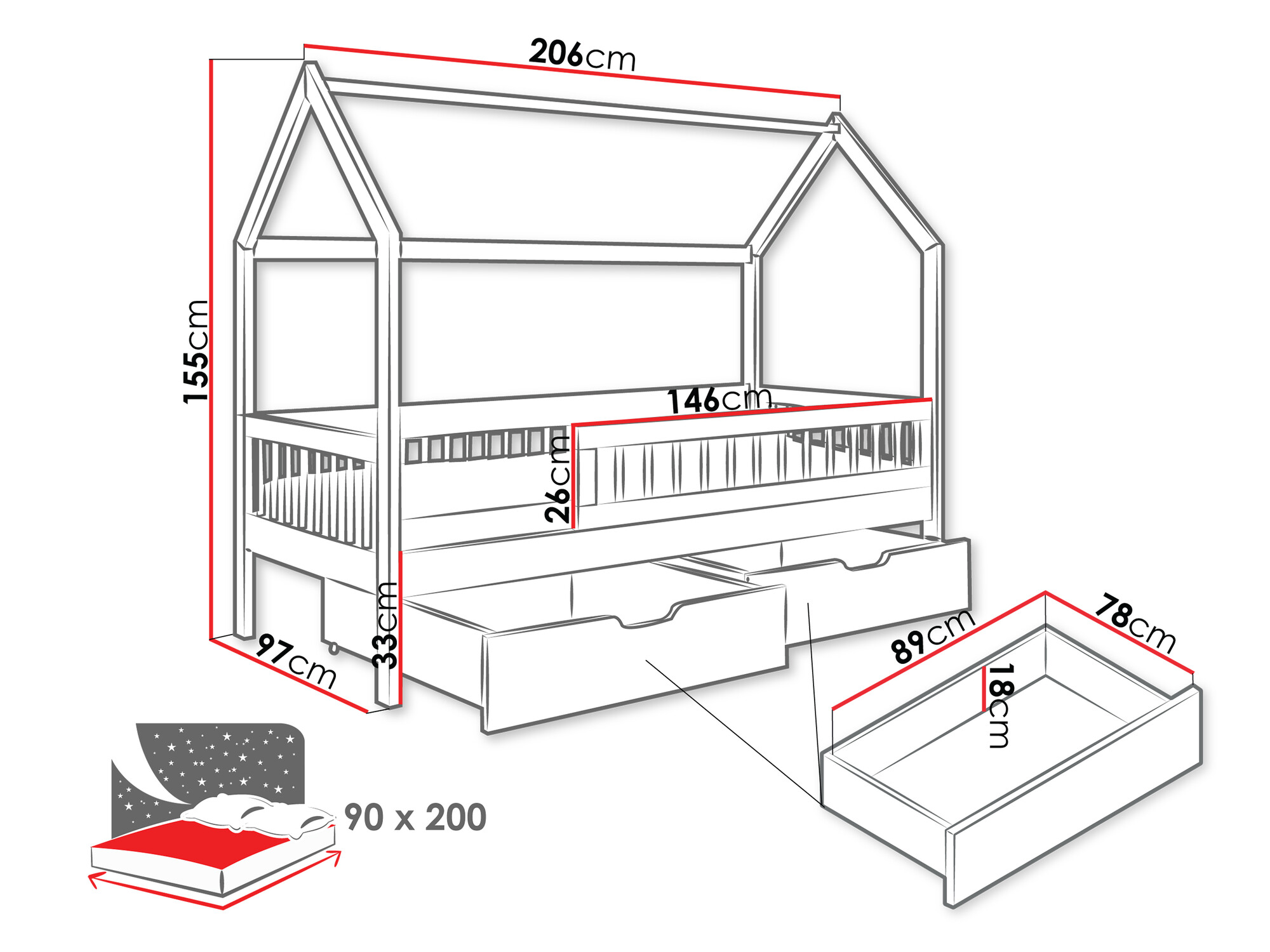 Krevet Henderson 167 (Sivo)