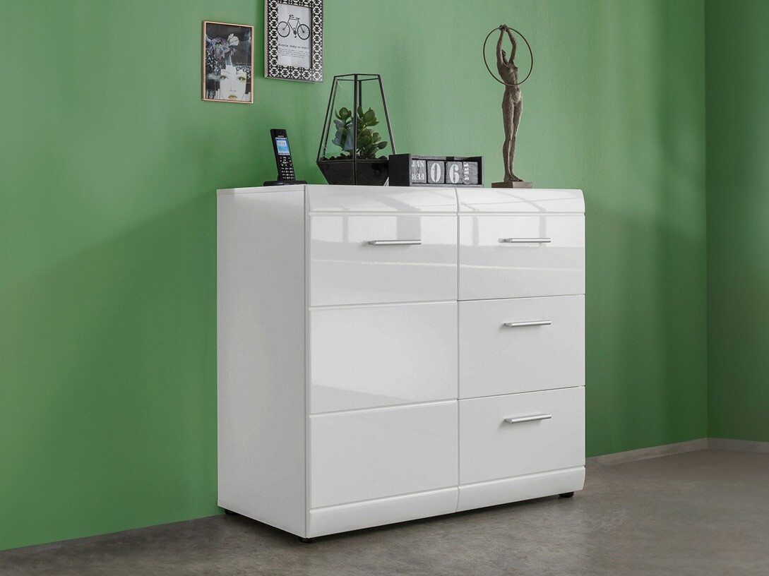 Komoda Livromu 109 (Sjajno belo + Belo)