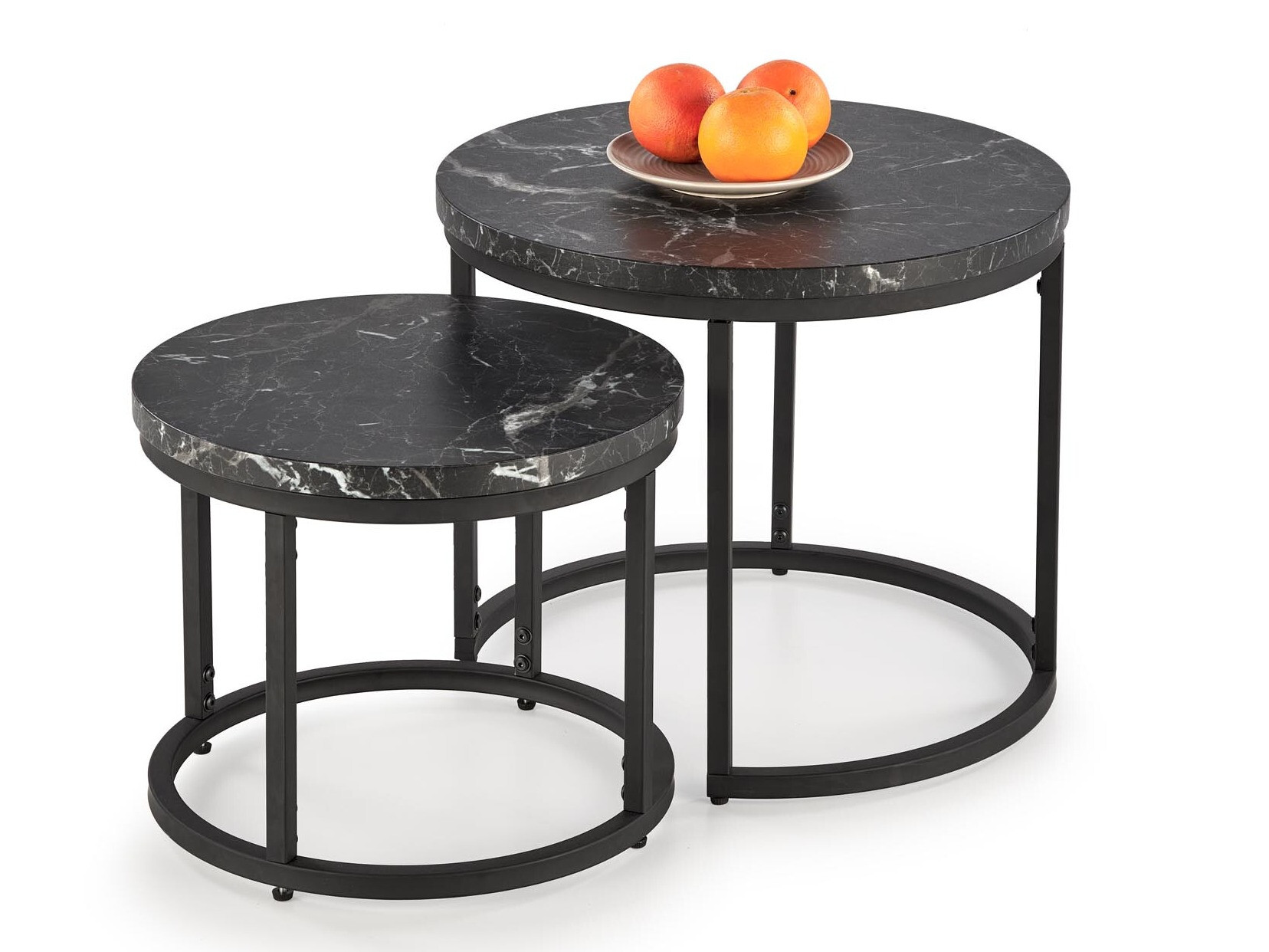 Set stočića za kafu Houston 951 (Crni mermer + Crno)