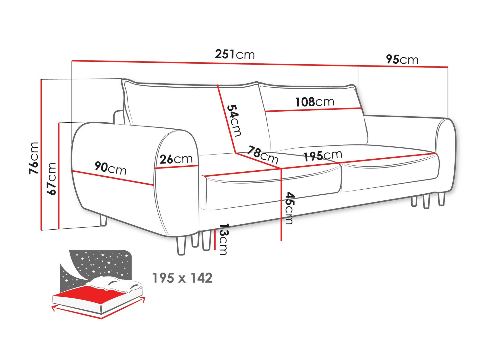 Sofa na razvlačenje TrendyNest Cervalis (Onega 11)