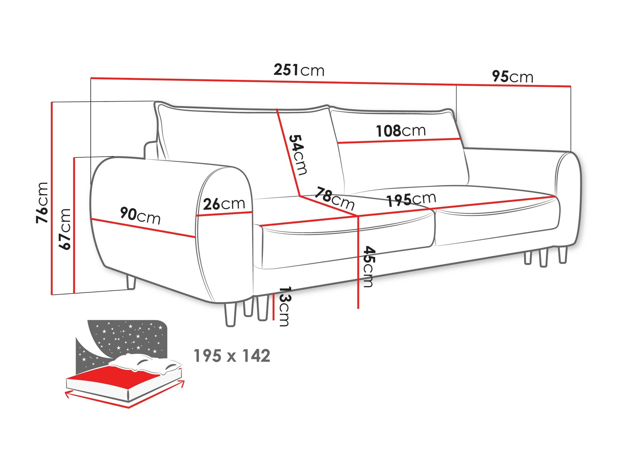 Sofa na razvlačenje TrendyNest Cervalis (Onega 15)
