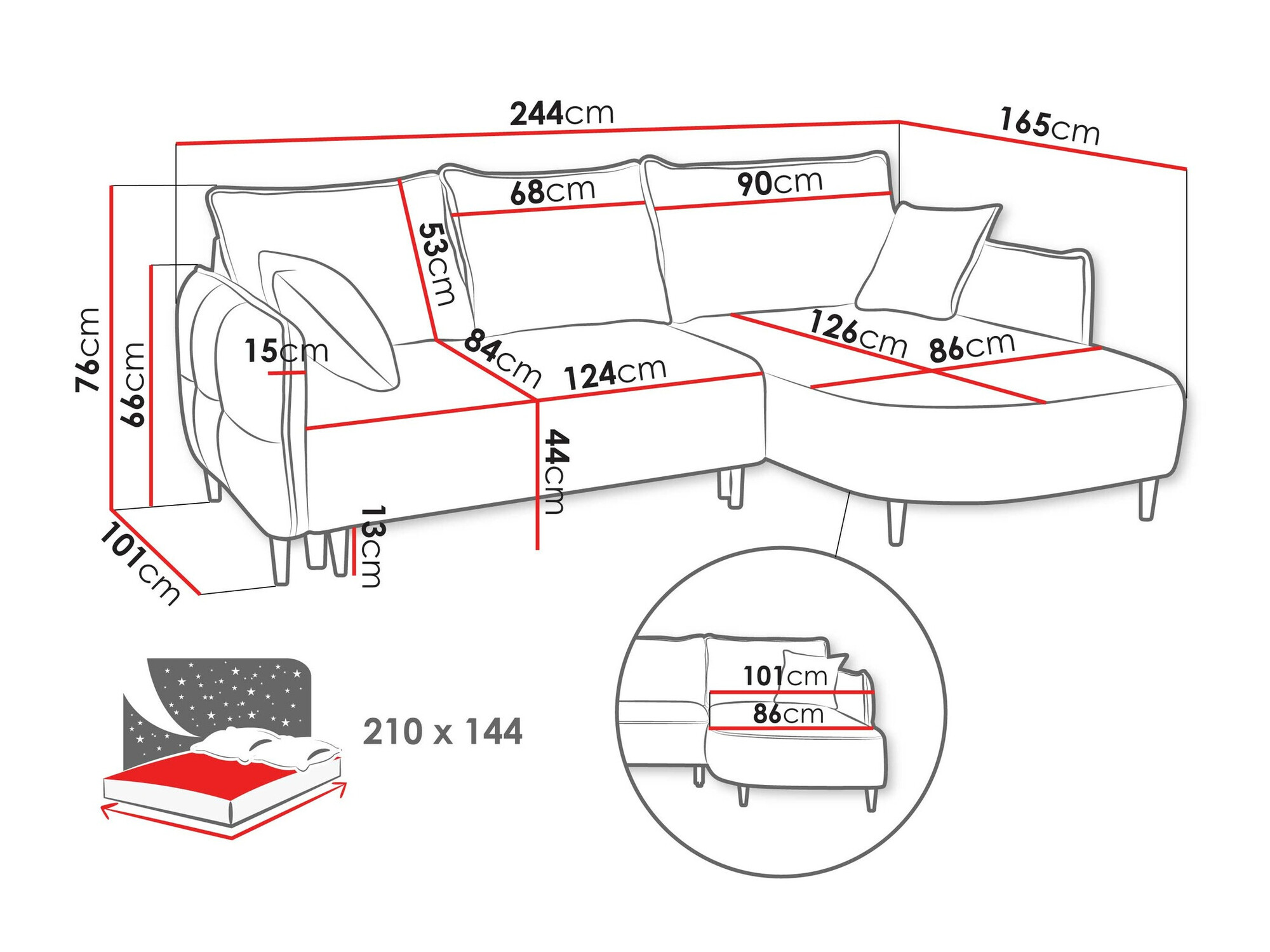 Ugaona sofa TrendyNest 101 (Onega 07)