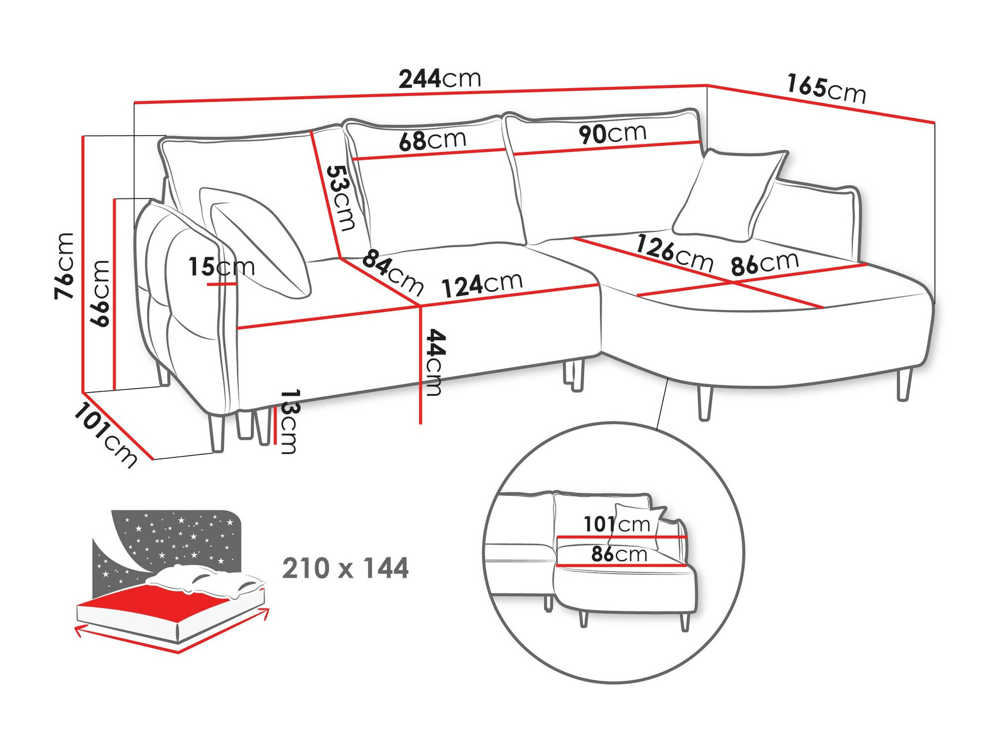 Ugaona sofa TrendyNest 101 (Onega 08)