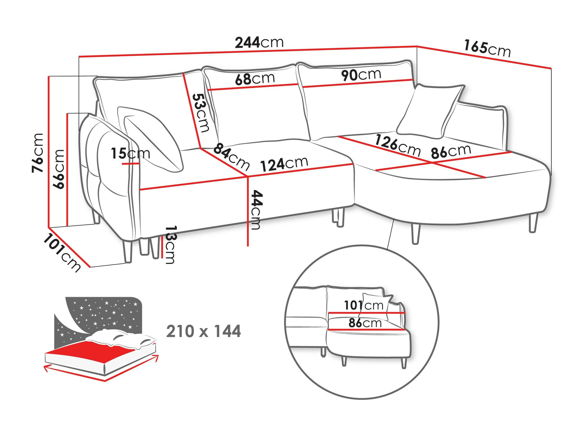 Ugaona sofa TrendyNest 101 (Onega 08)
