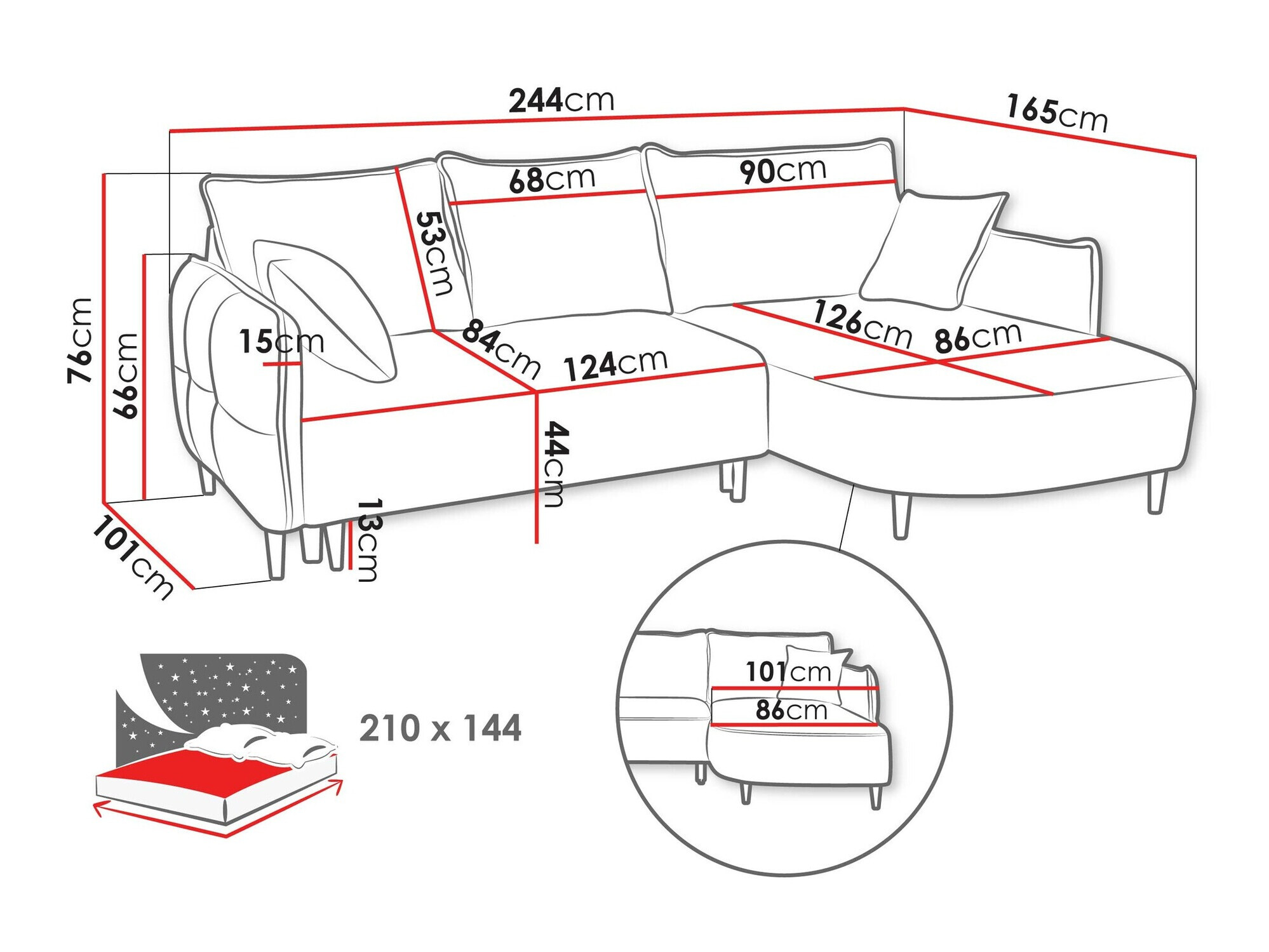 Ugaona sofa TrendyNest 101 (Onega 15)
