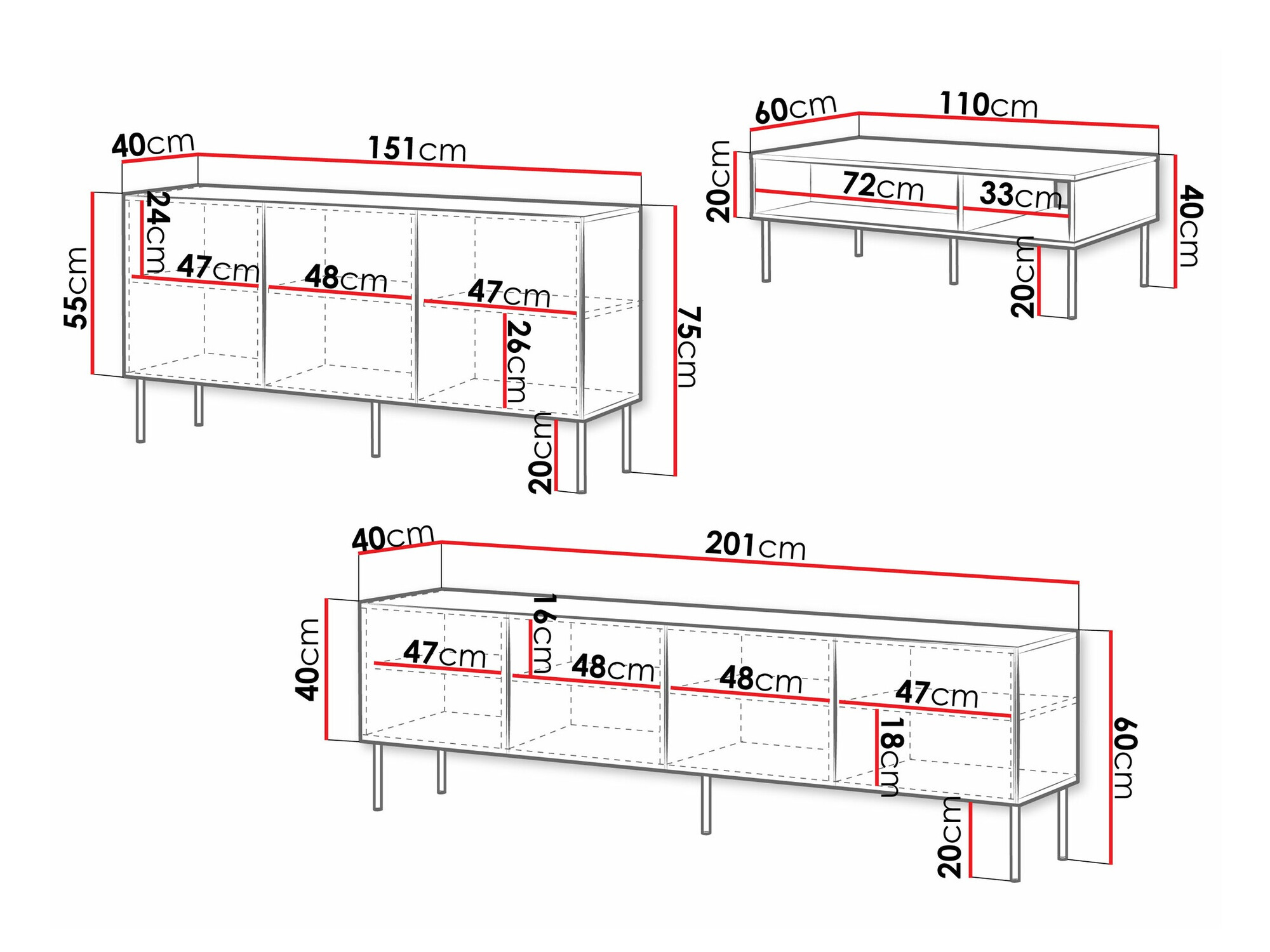 Set za dnevnu sobu Monciru 107 (Belo)