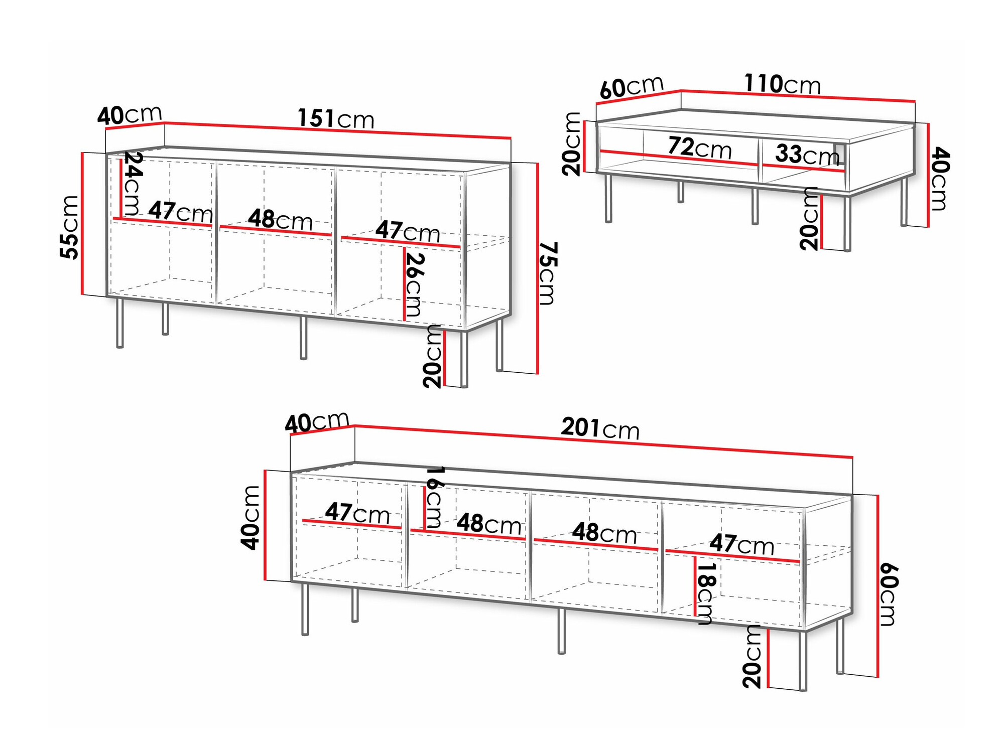 Set za dnevnu sobu Monciru 107 (Crno)