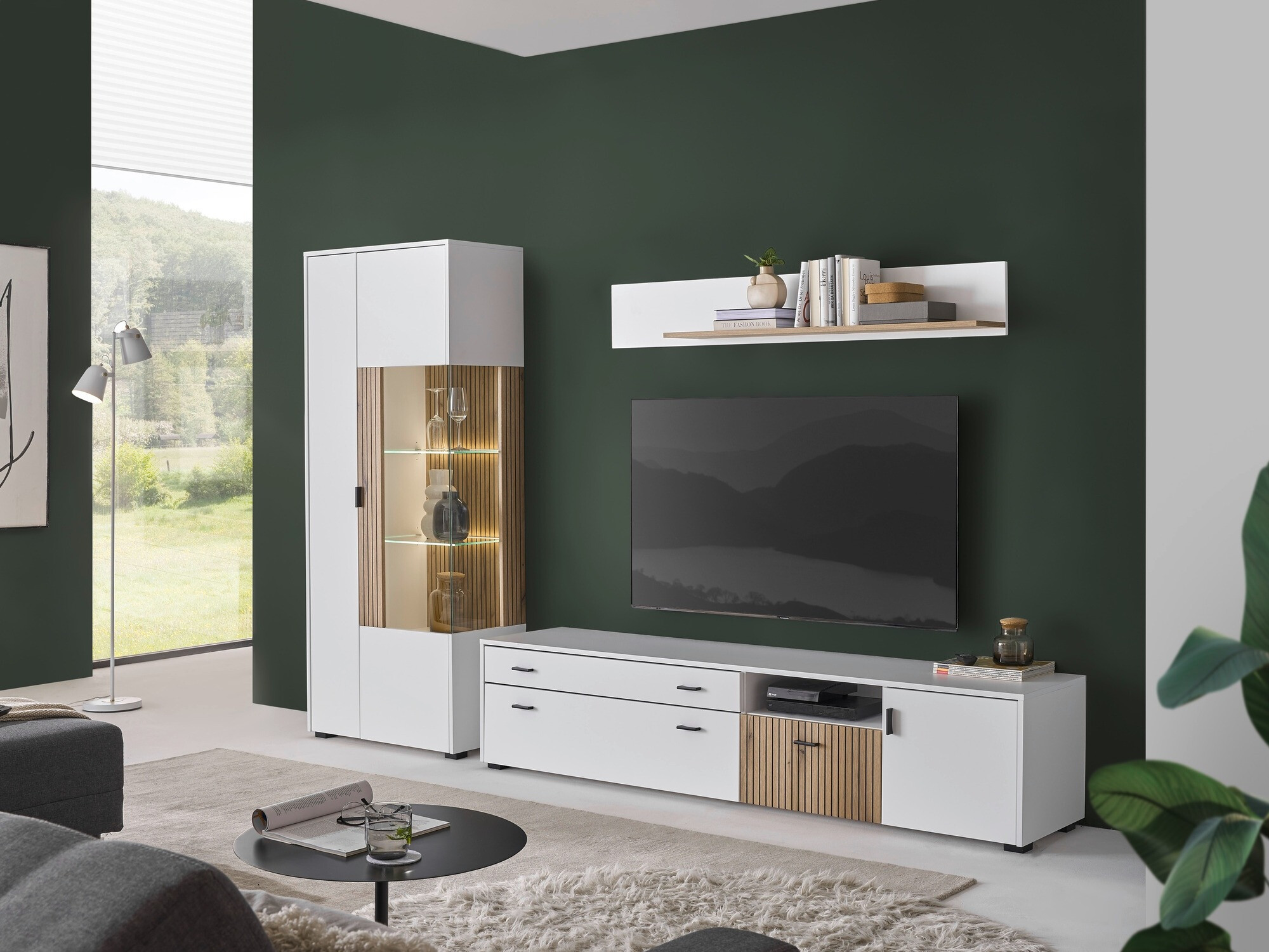 TV komoda Belmelu 106 (Belo + Hrast)