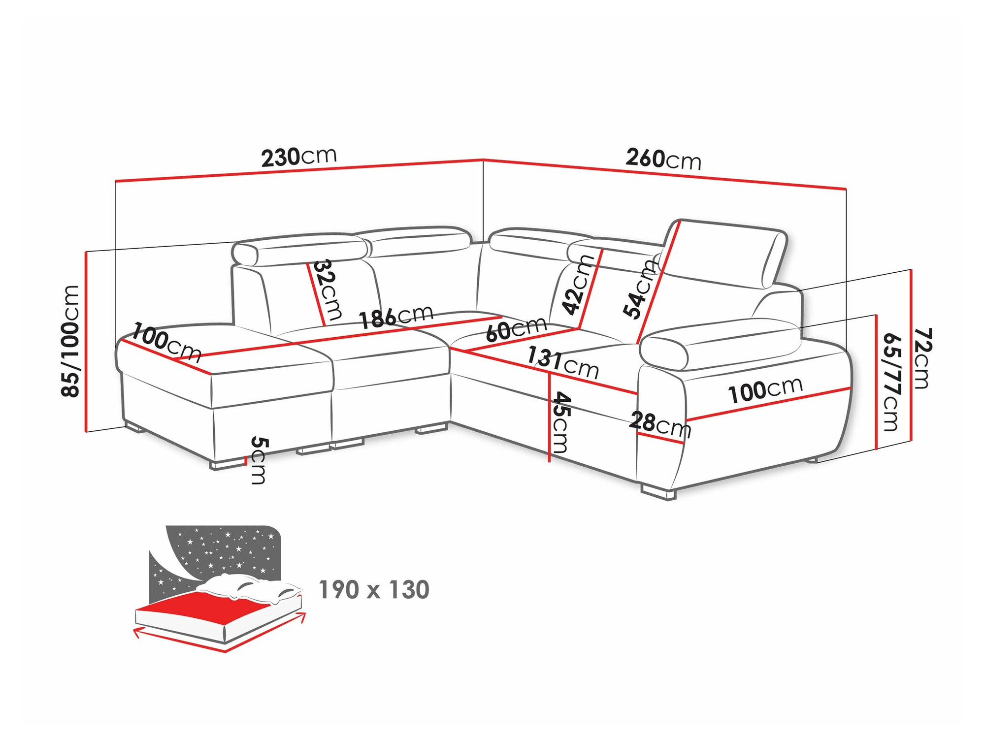 Ugaona sofa Columbus 228 (Aragon 03)