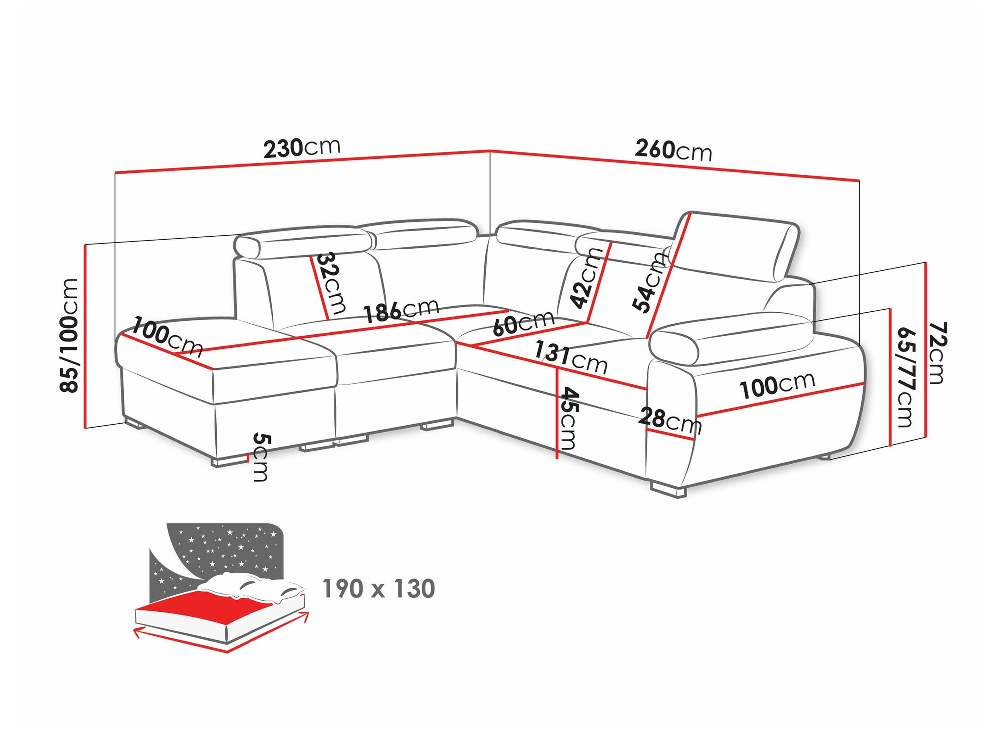 Ugaona sofa Columbus 228 (Aragon 14)