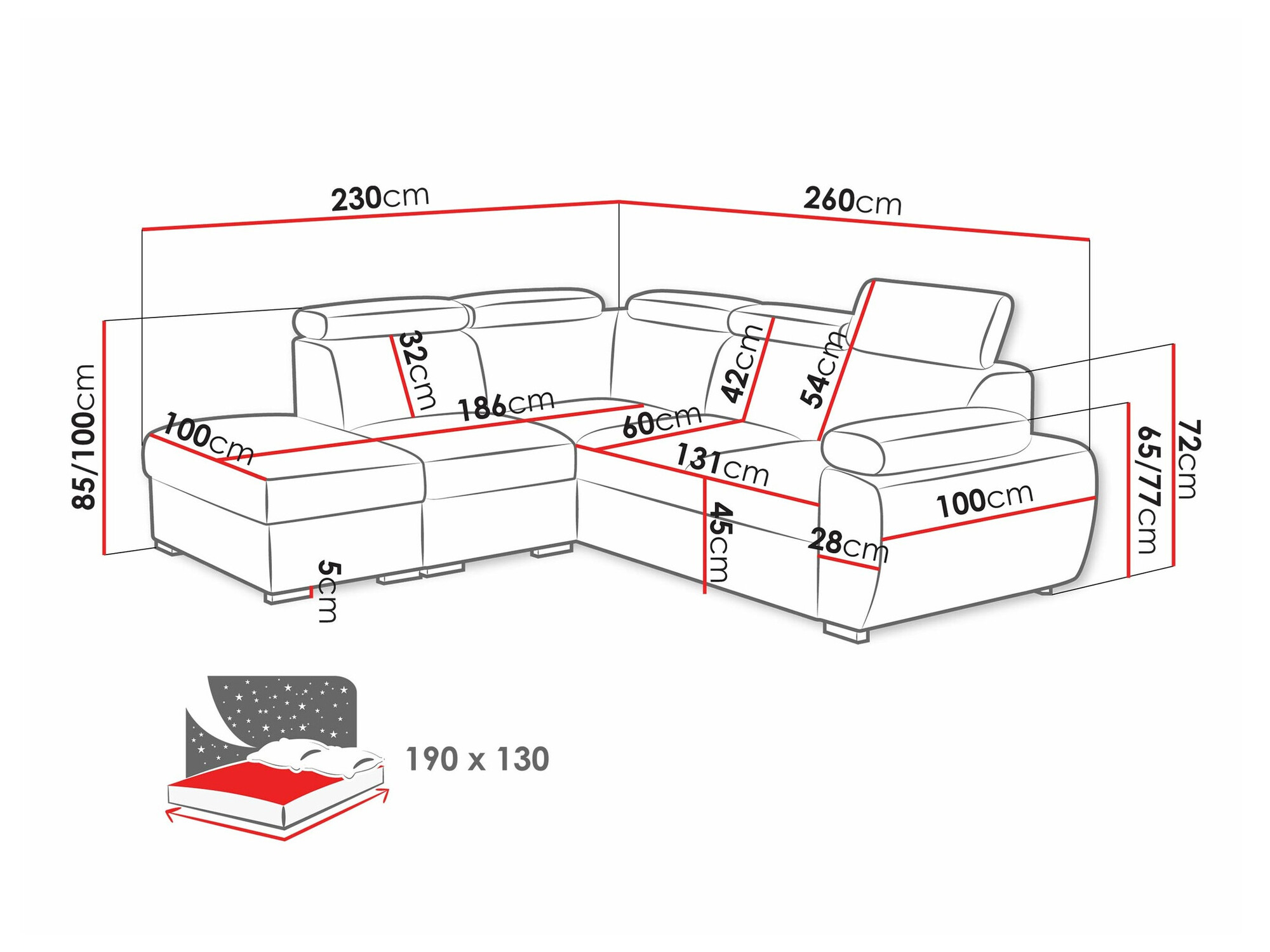 Ugaona sofa Columbus 228 (Aragon 14)