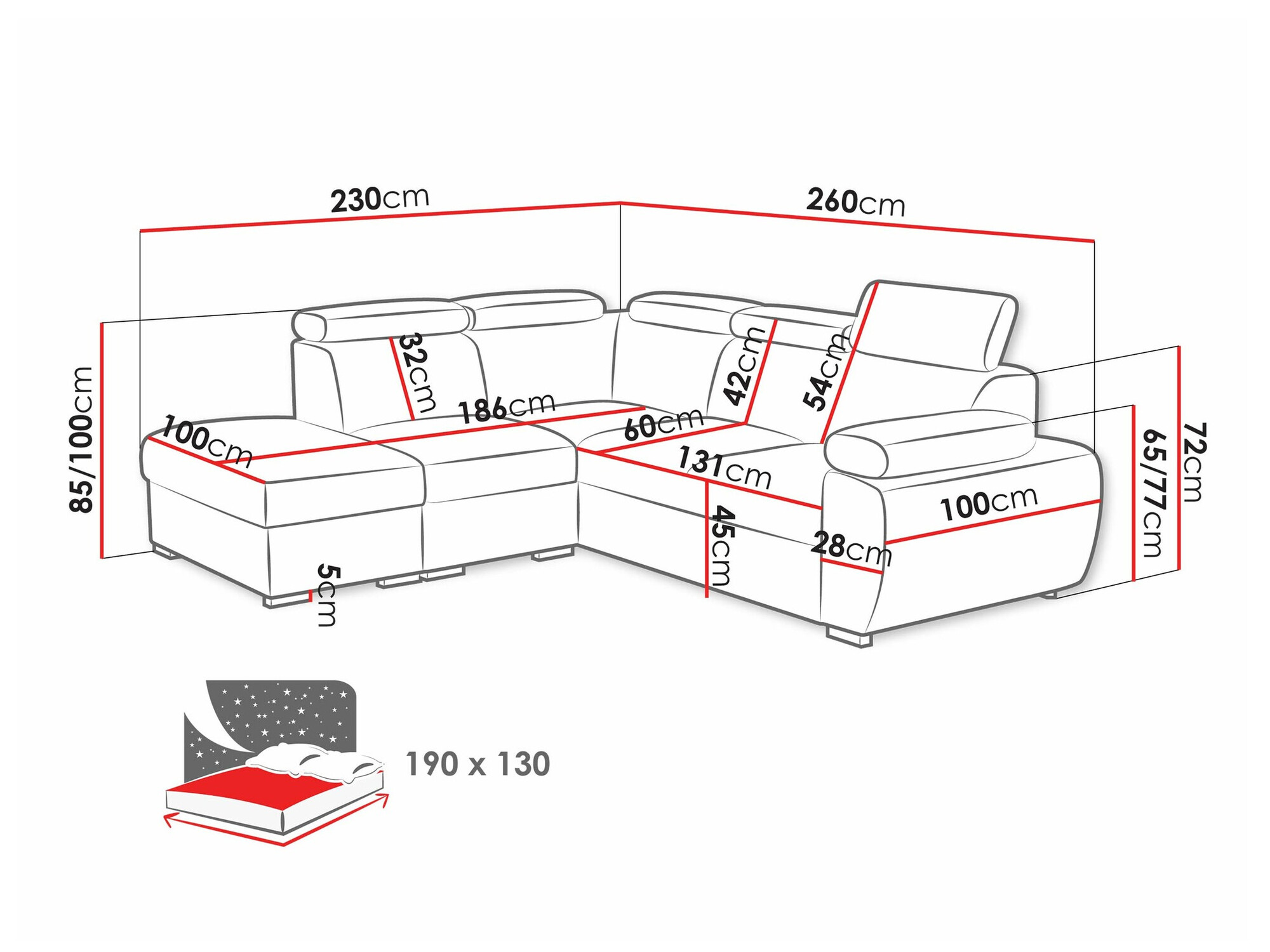 Ugaona sofa Columbus 228 (Paros 02)