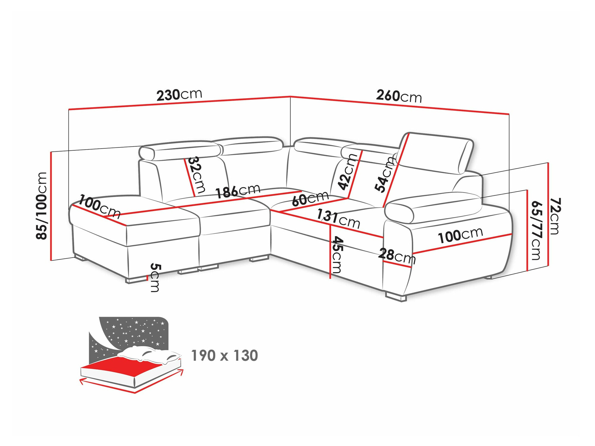 Ugaona sofa Columbus 228 (Paros 04)