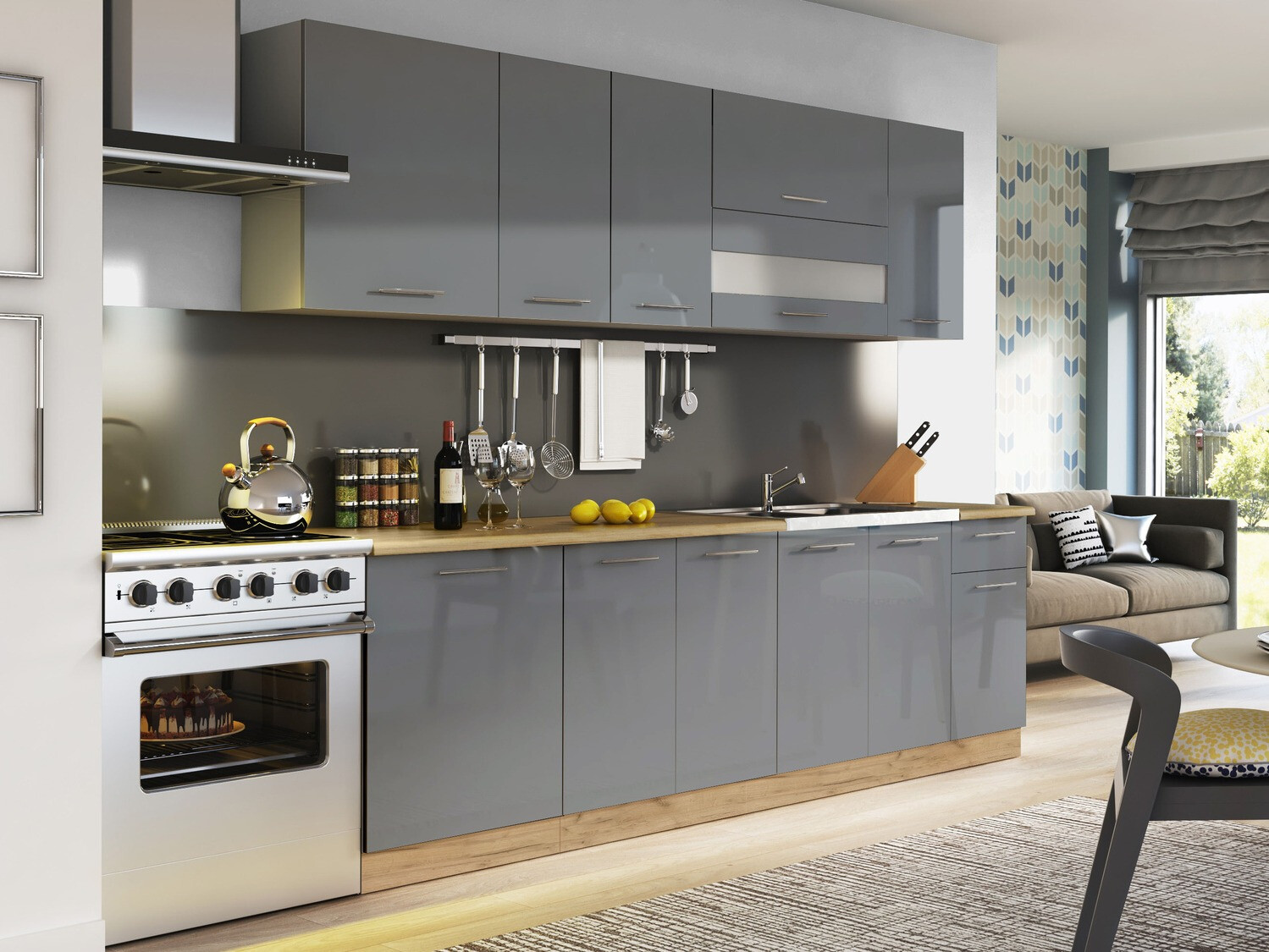 Modularni ormarić za sudoperu sa vratima Tiffa Grey 125