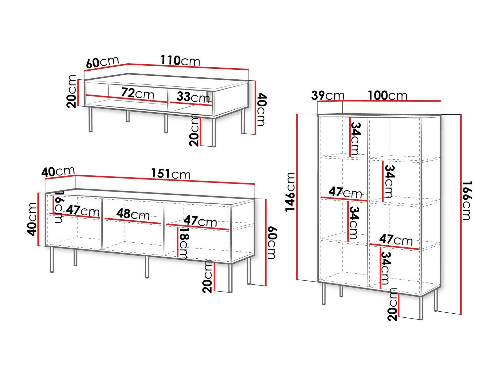 Set za dnevnu sobu Celra (Belo)