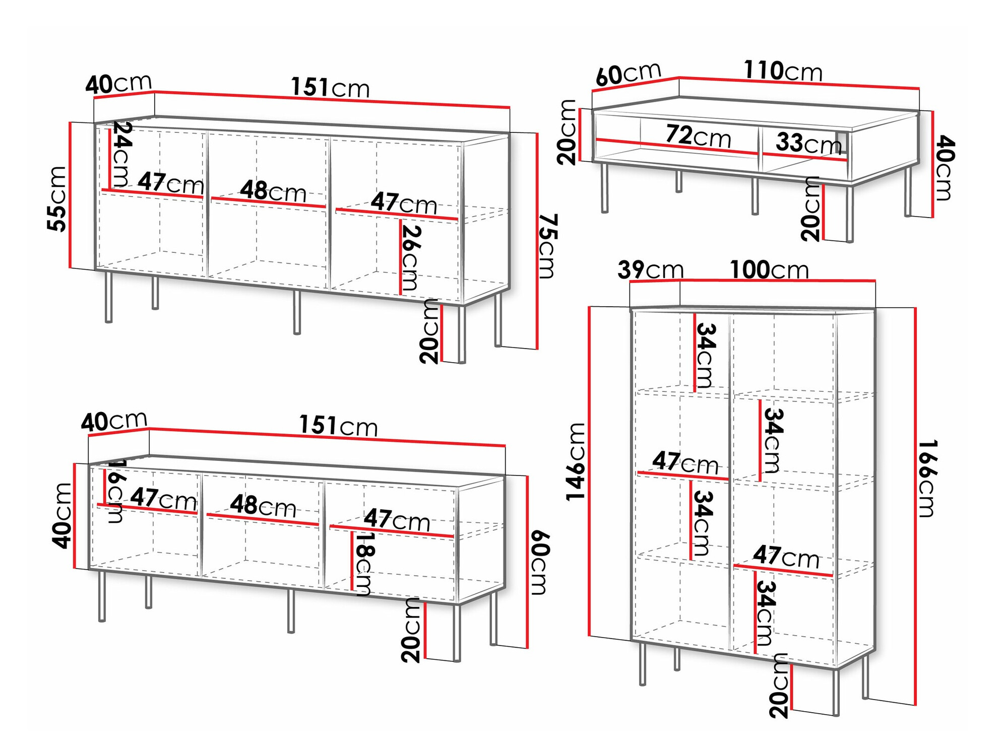 Set za dnevnu sobu Monciru 106 (Belo)