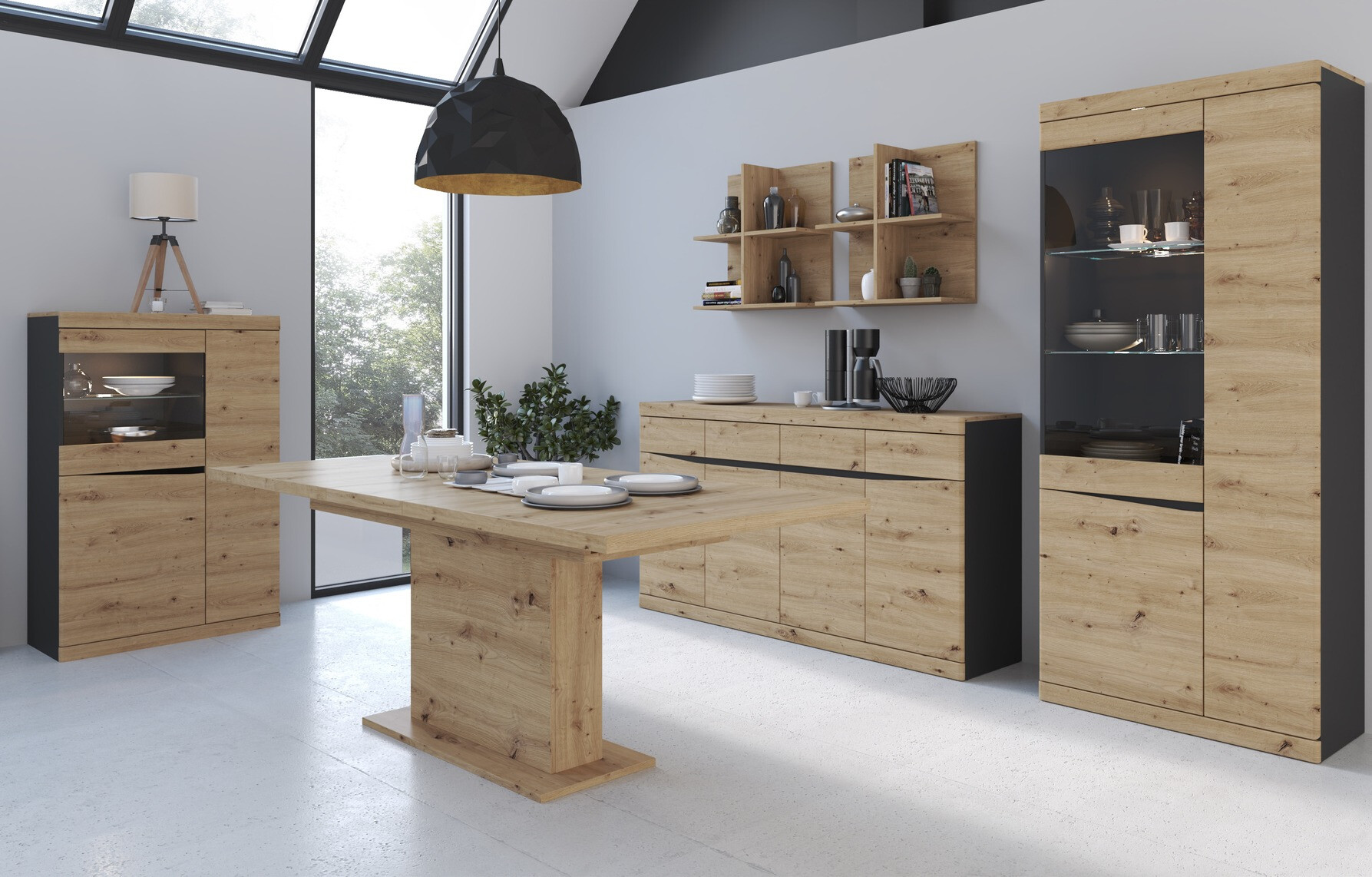 Komoda Venlori 124 (Antricit (ugalj) + Zanatski hrast)