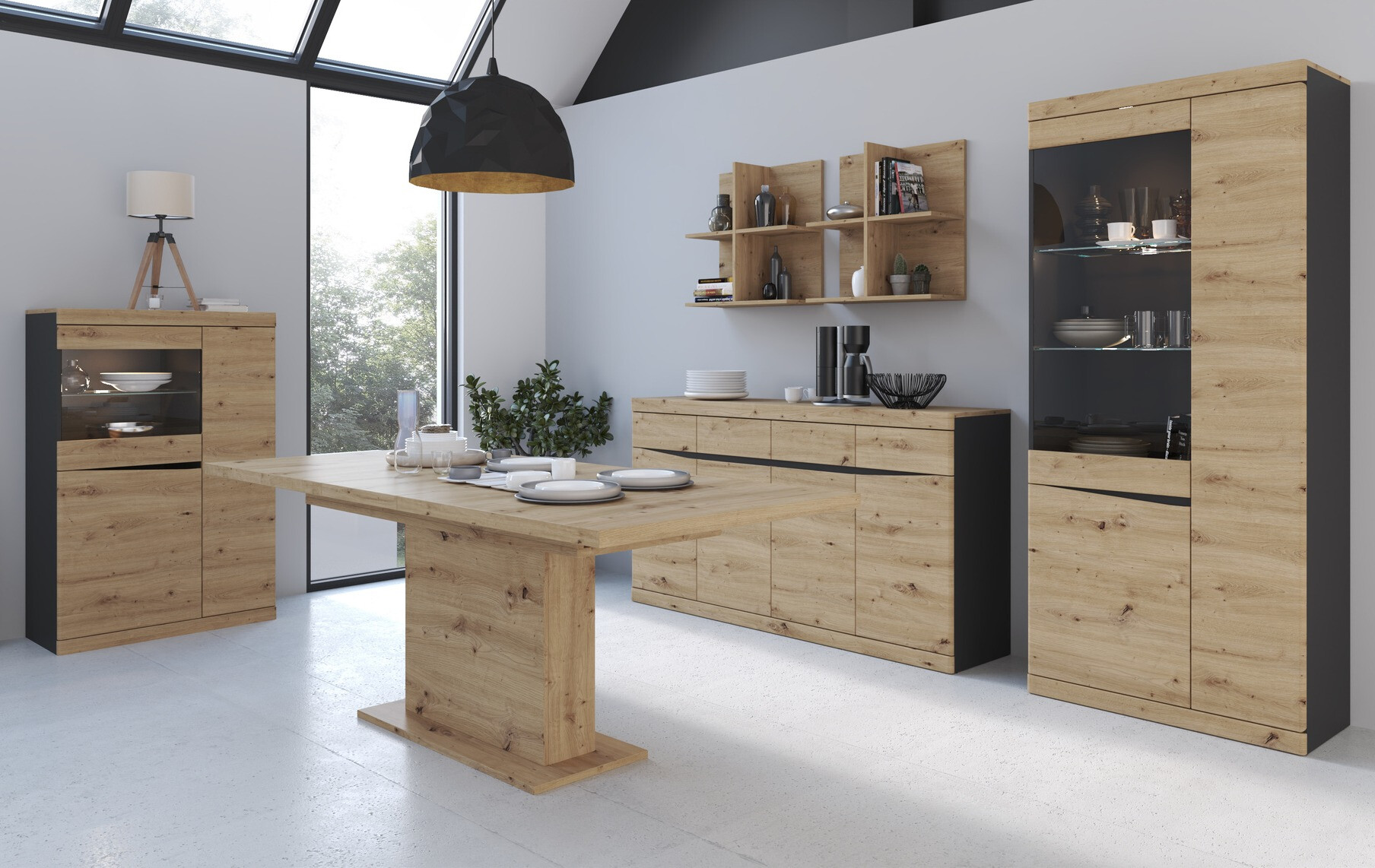 Polica Venlori 129 (Antracit + Artisan hrast)