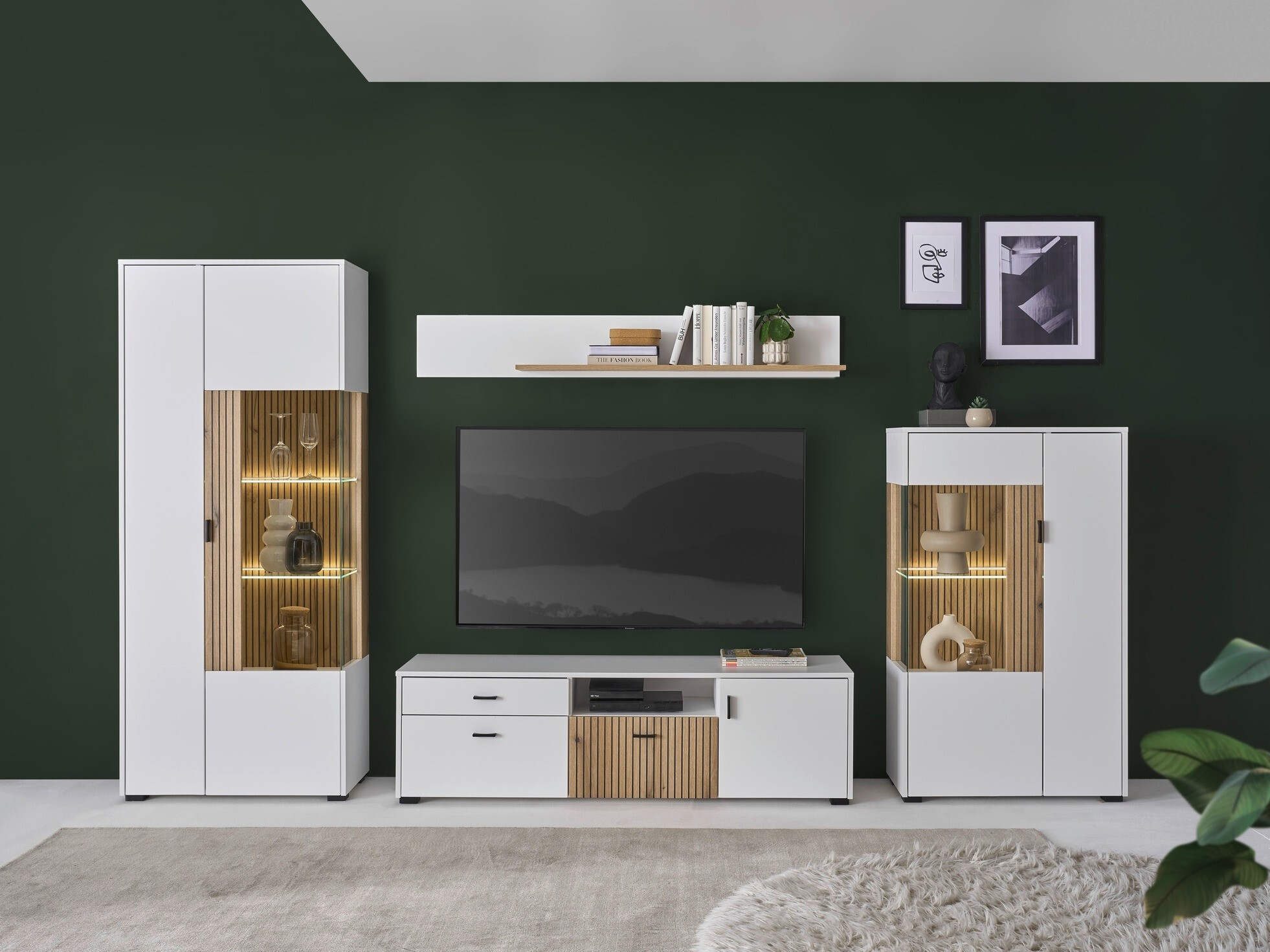 Set za dnevnu sobu Belmelu 118 (Belo + Hrast)