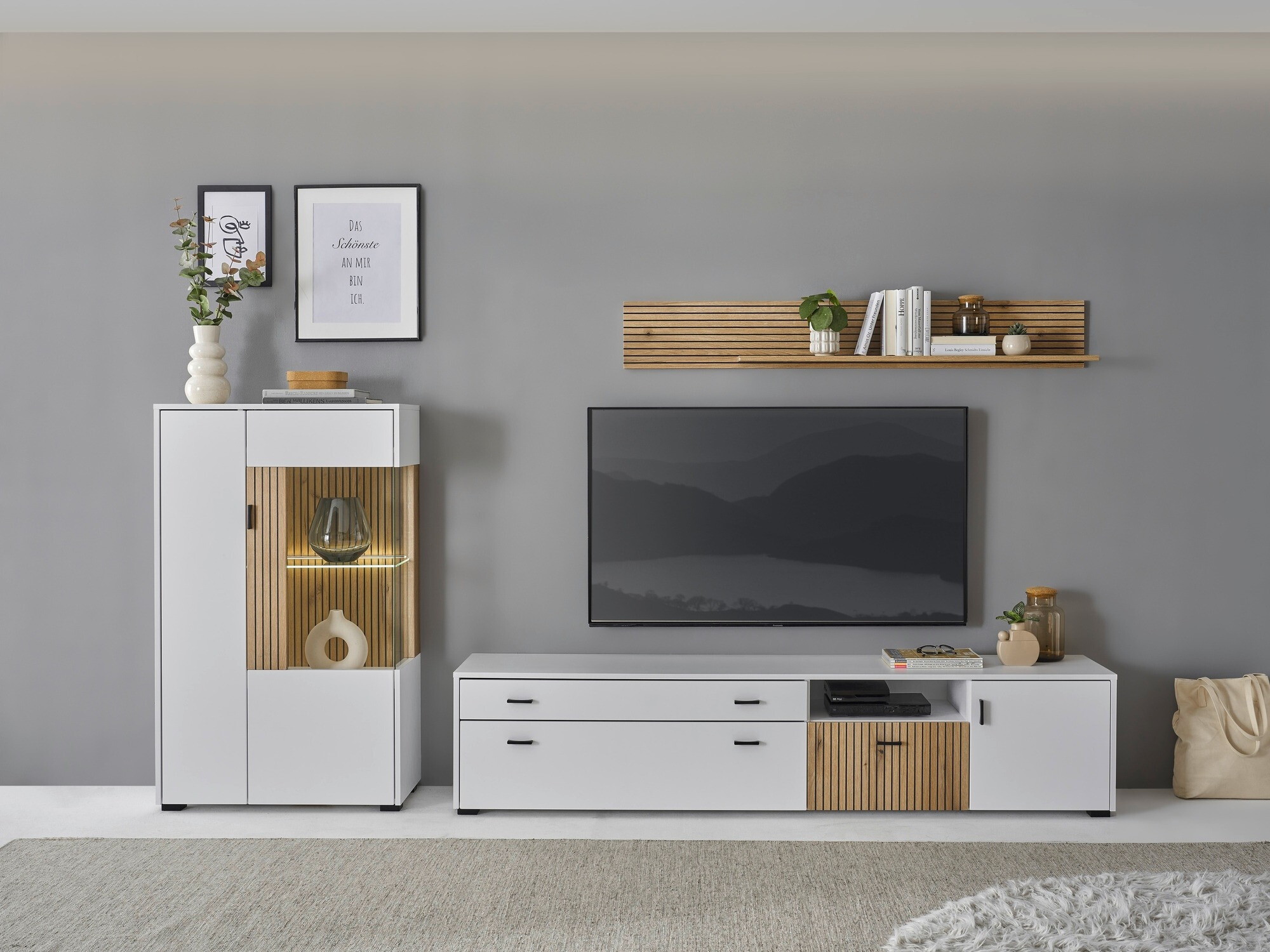 Set za dnevnu sobu Belmelu 119 (Belo + Hrast)