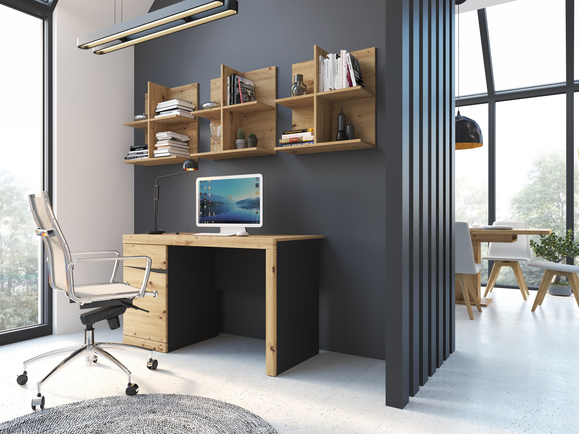 Zidna polica Venlori 126 (Zanatski hrast)