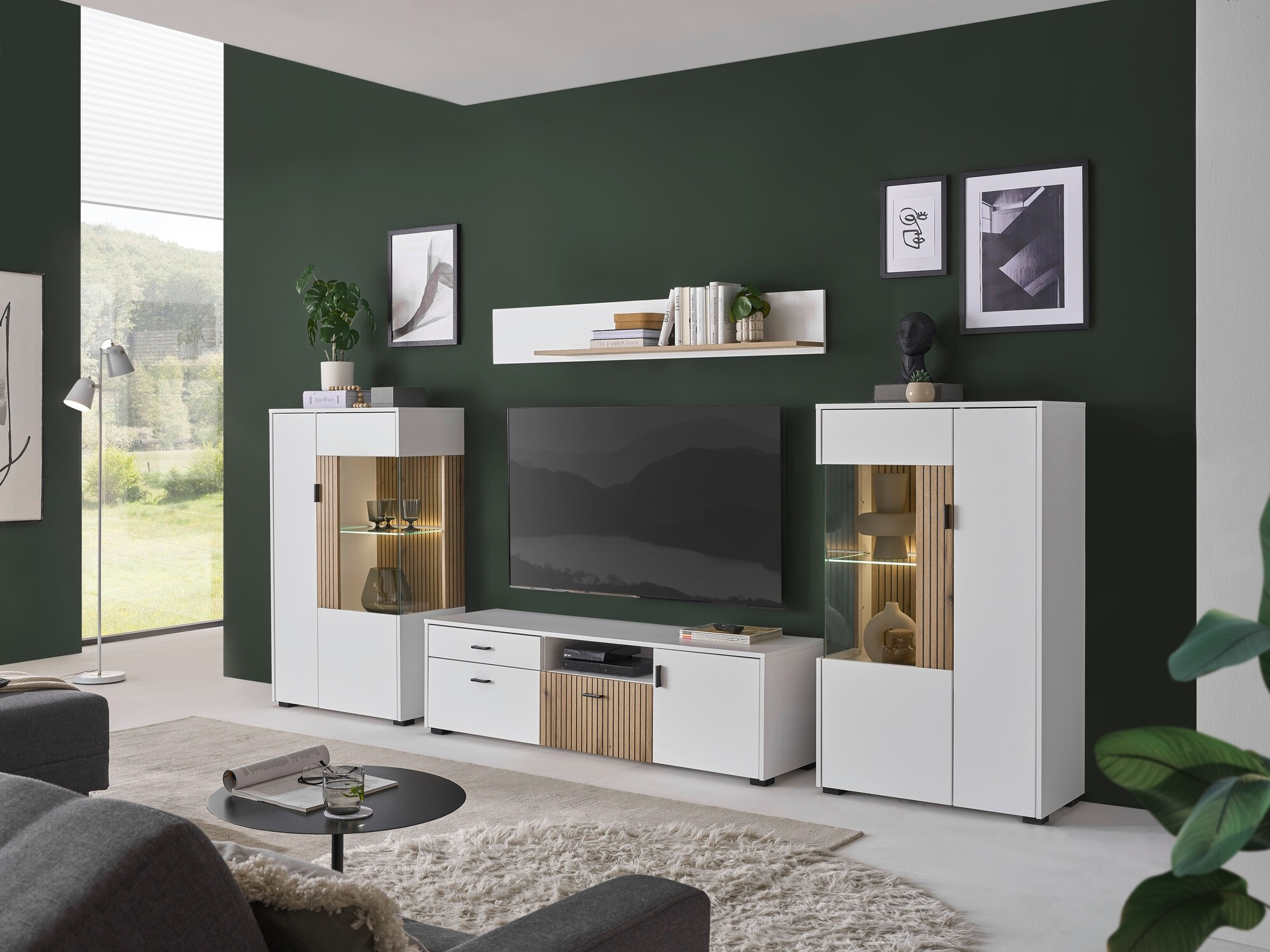 Set za dnevnu sobu Belmelu 122 (Belo + Hrast)