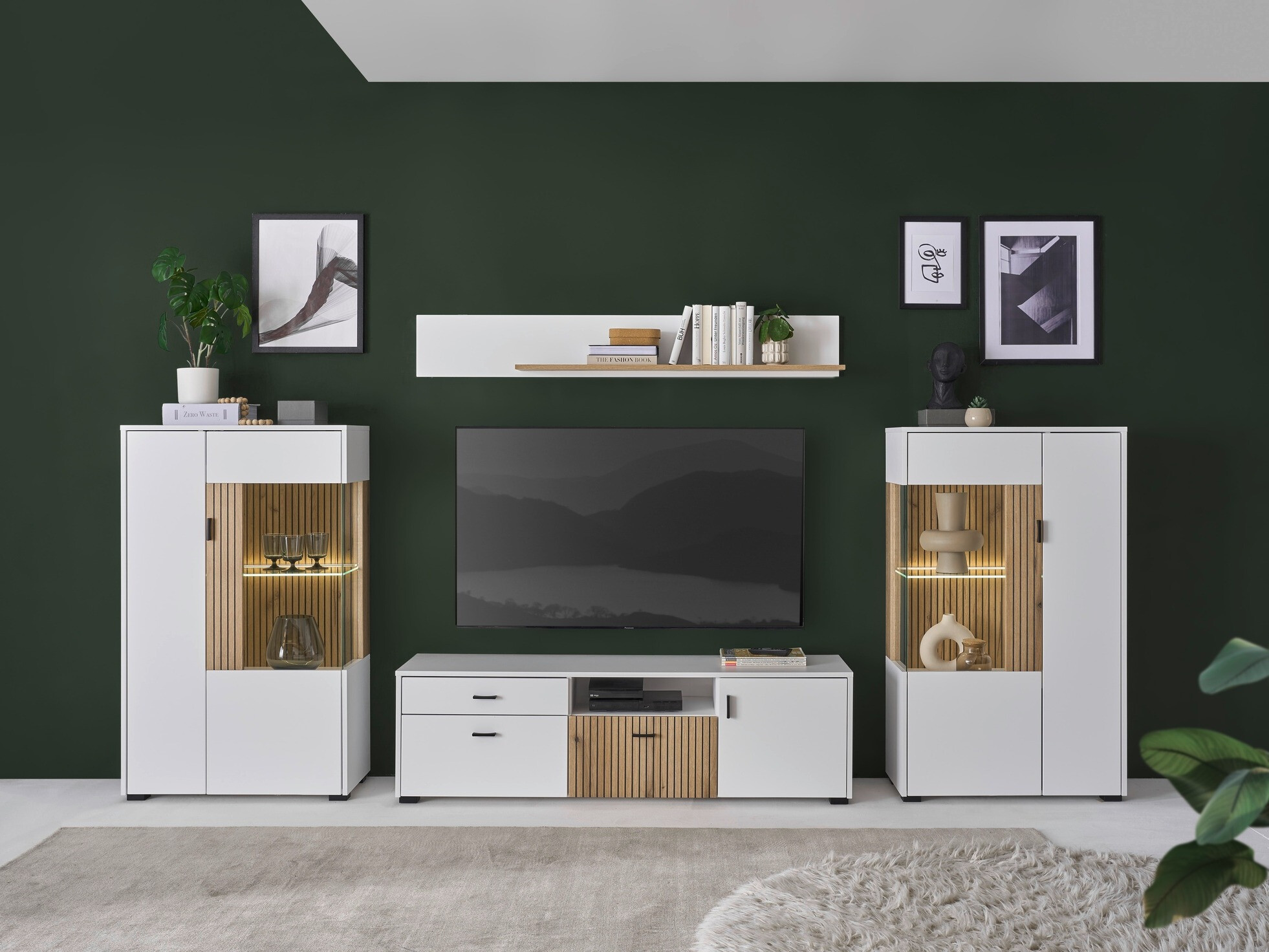 Set za dnevnu sobu Belmelu 122 (Belo + Hrast)