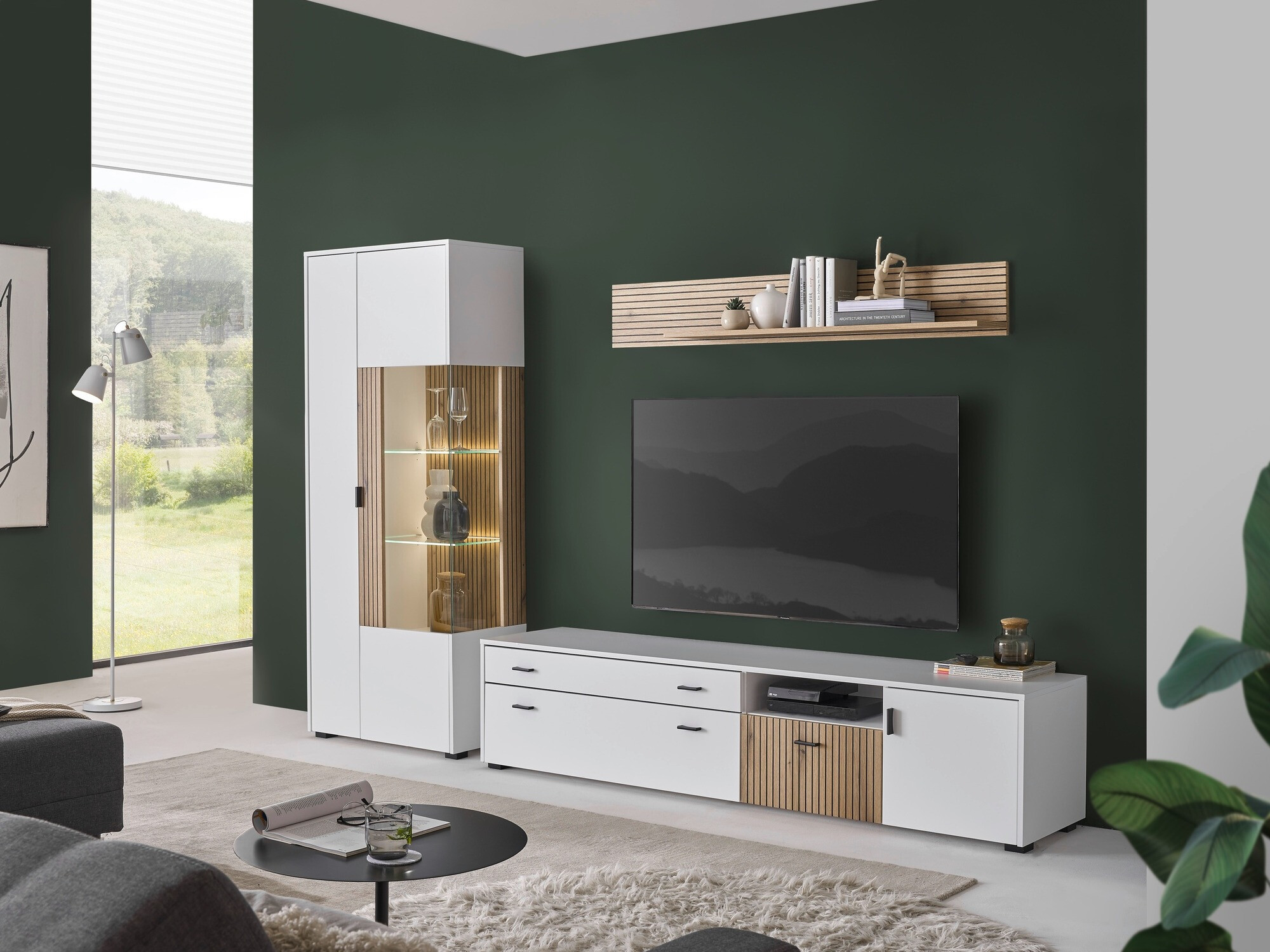 Set za dnevnu sobu Belmelu 123 (Belo + Hrast)
