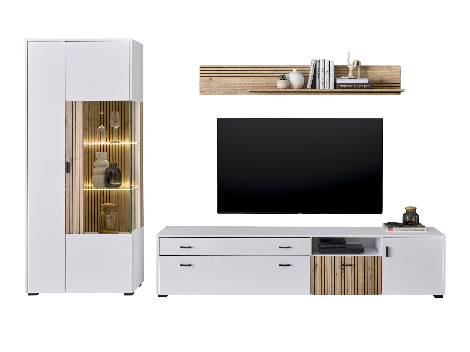 Set za dnevnu sobu Belmelu 123 (Belo + Hrast)