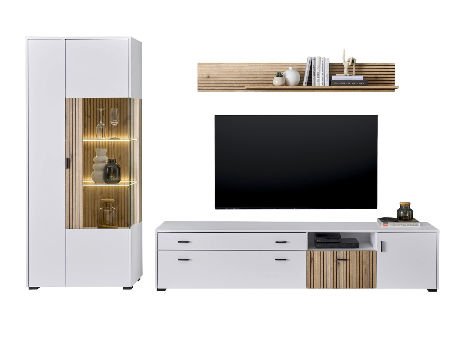 Set za dnevnu sobu Belmelu 123 (Belo + Hrast)
