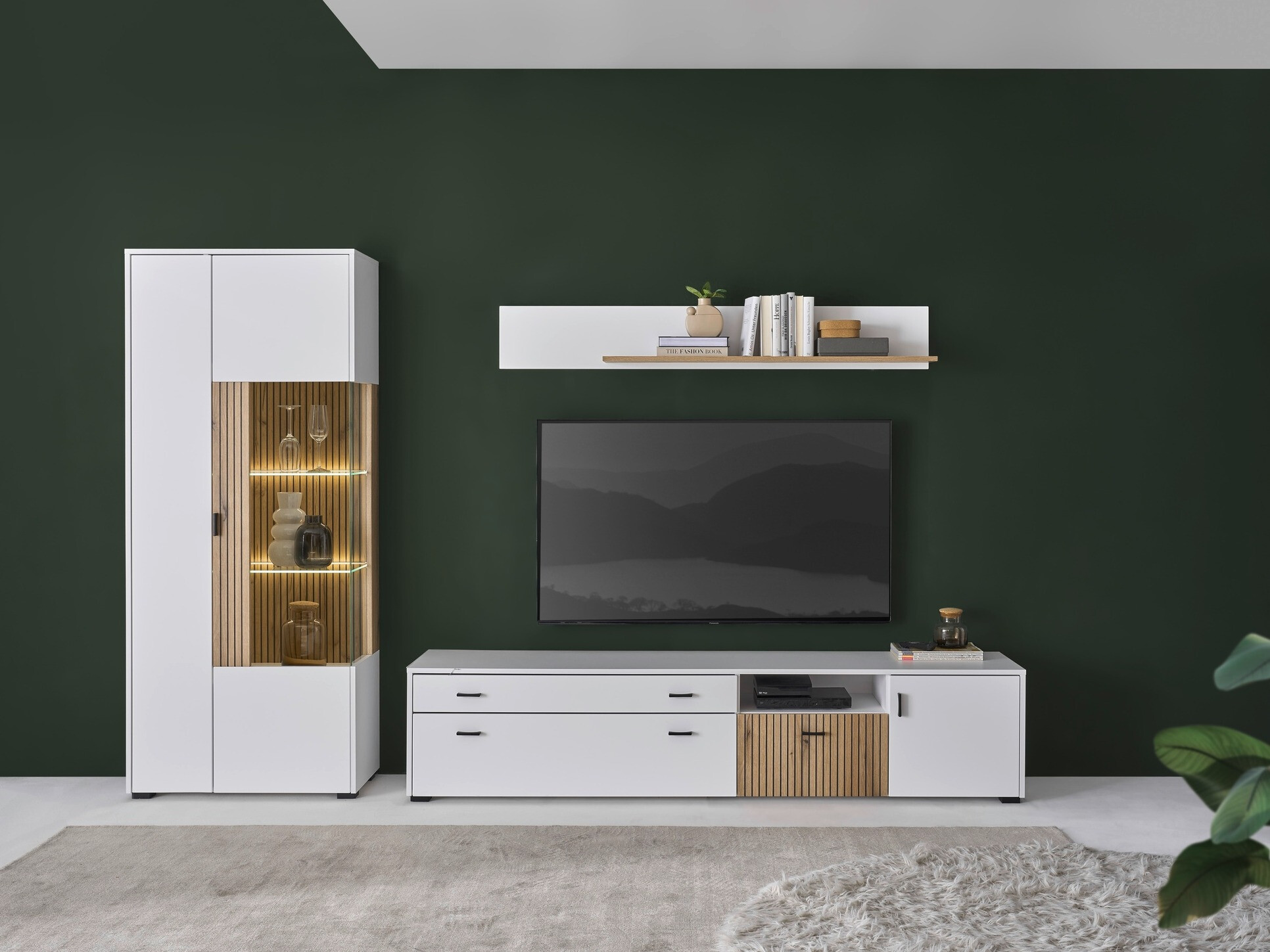 Set za dnevnu sobu Belmelu 124 (Belo + Hrast)