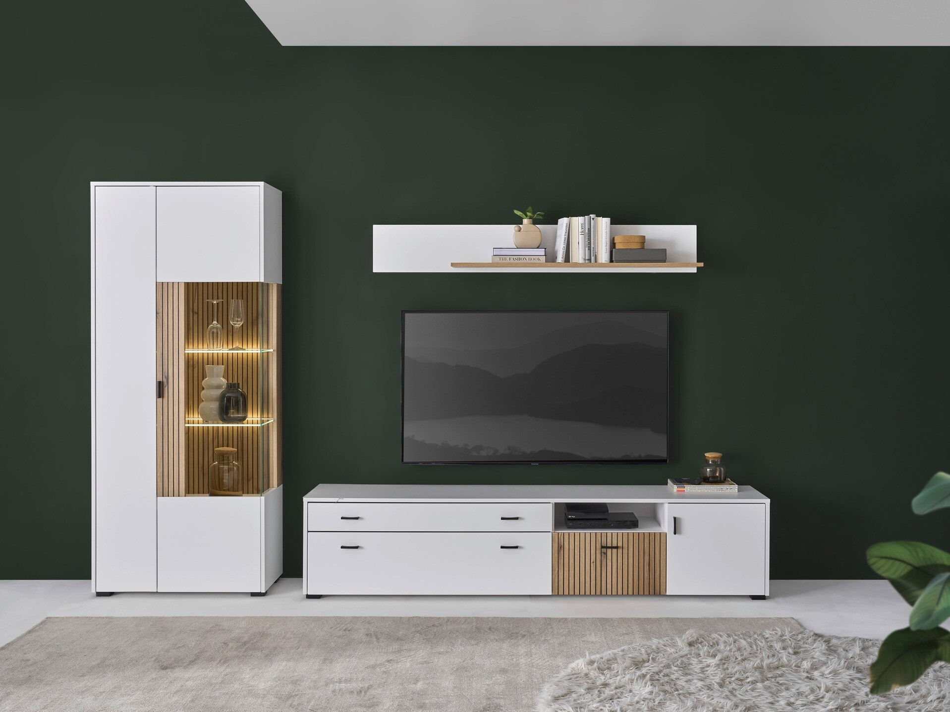 Set za dnevnu sobu Belmelu 124 (Belo + Hrast)