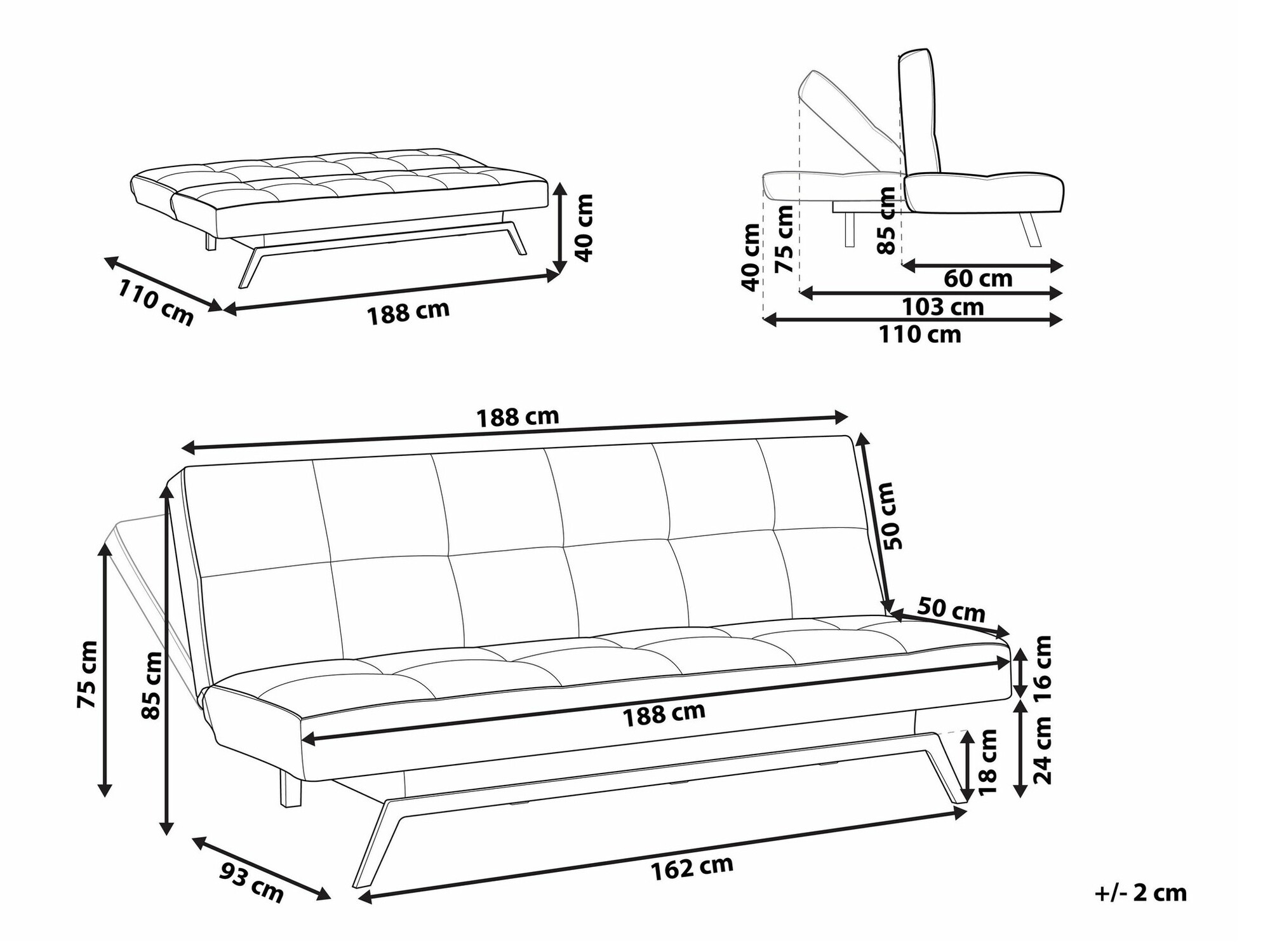 Sofa na razvlačenje Berwyn 2175 (Belo)
