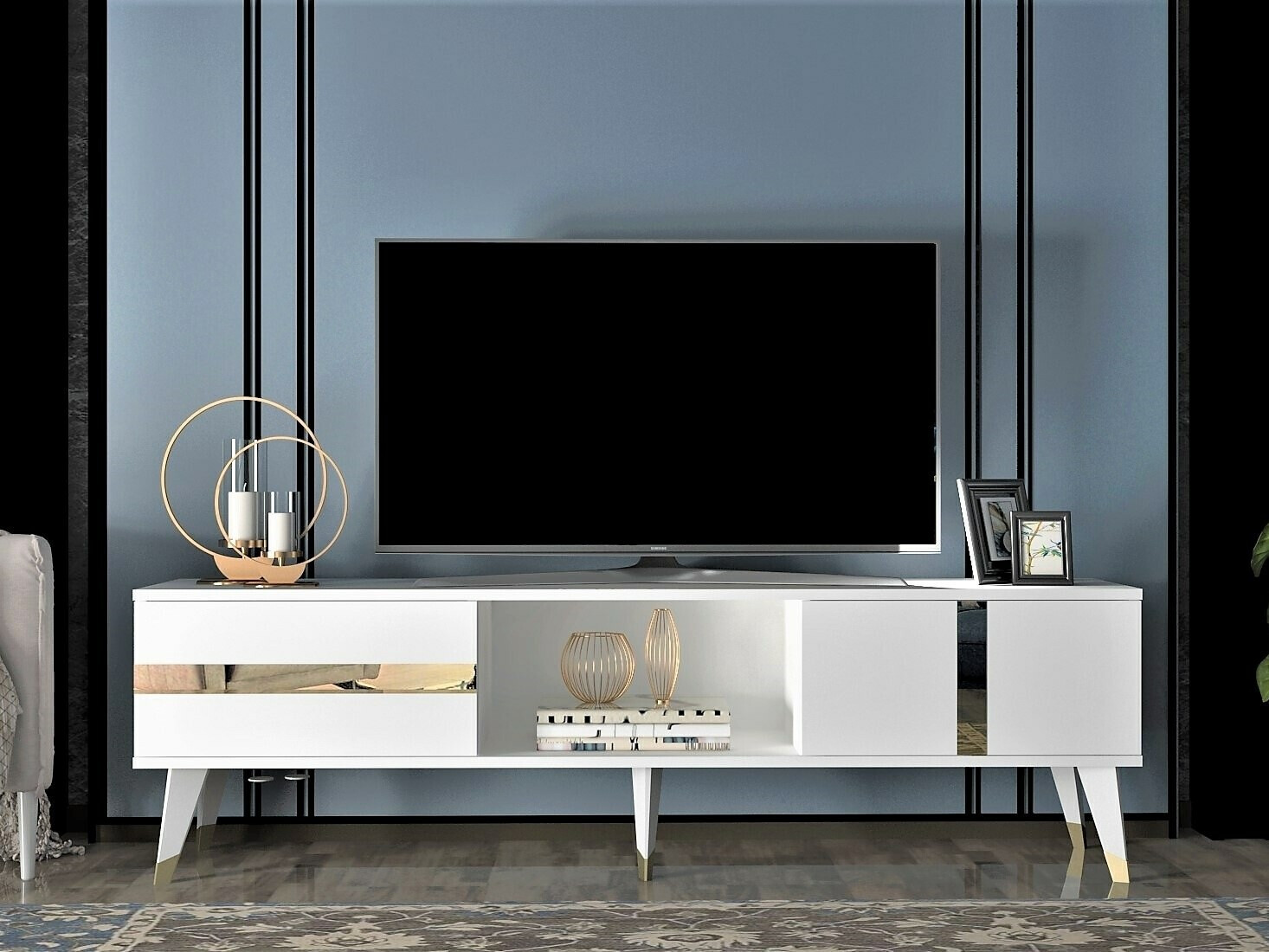 TV komoda Kailua 1871 (Belo + Zlatna)