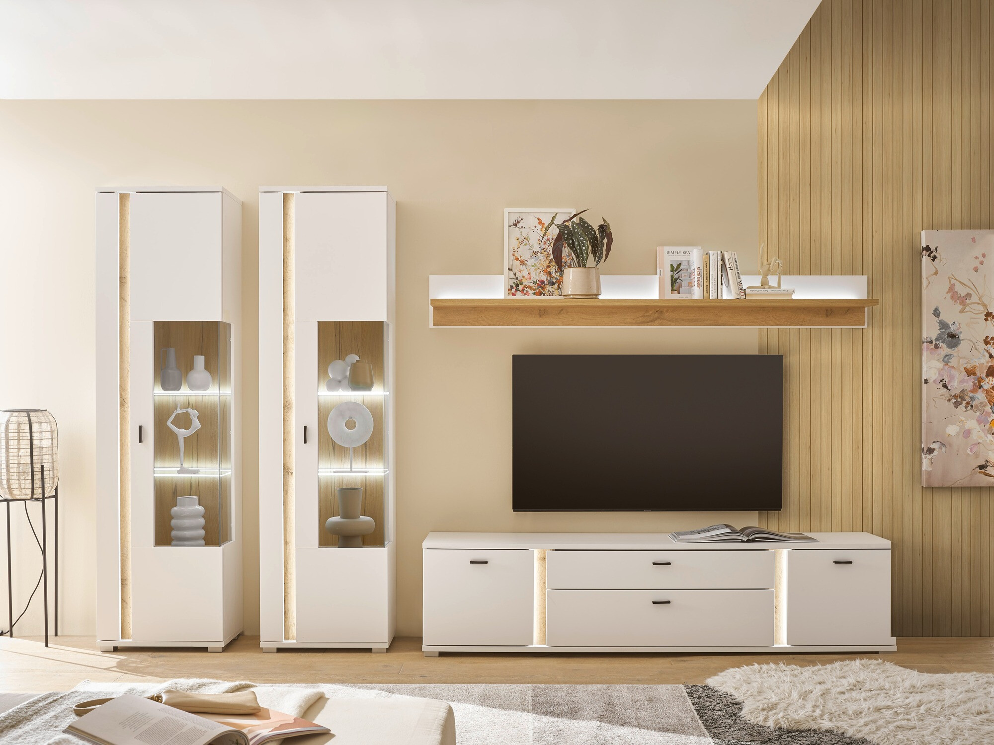 Set za dnevnu sobu Avimavi 113 (Belo + Hrast Votan)