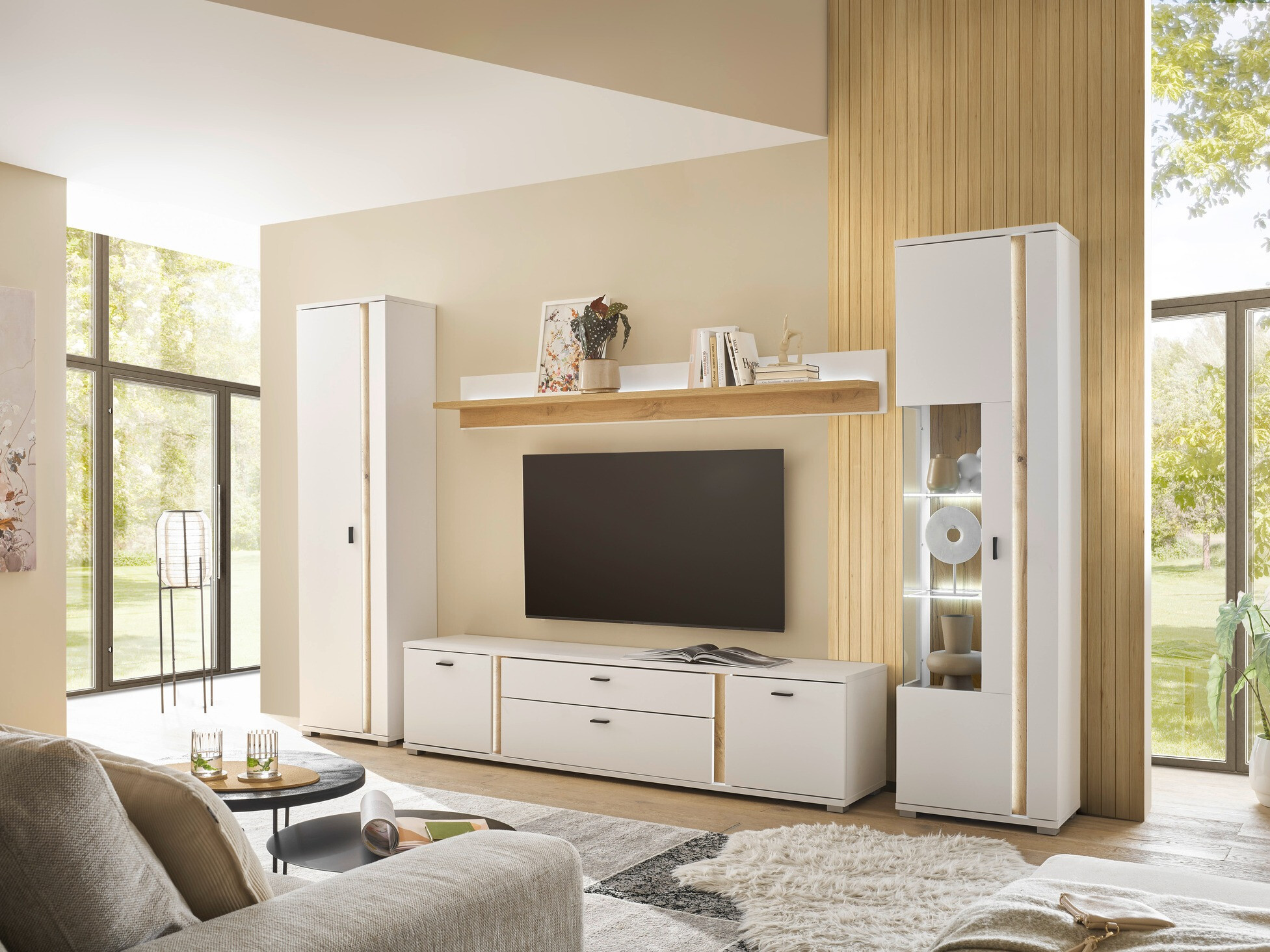 Set za dnevnu sobu Avimavi 118 (Belo + Hrast Votan)