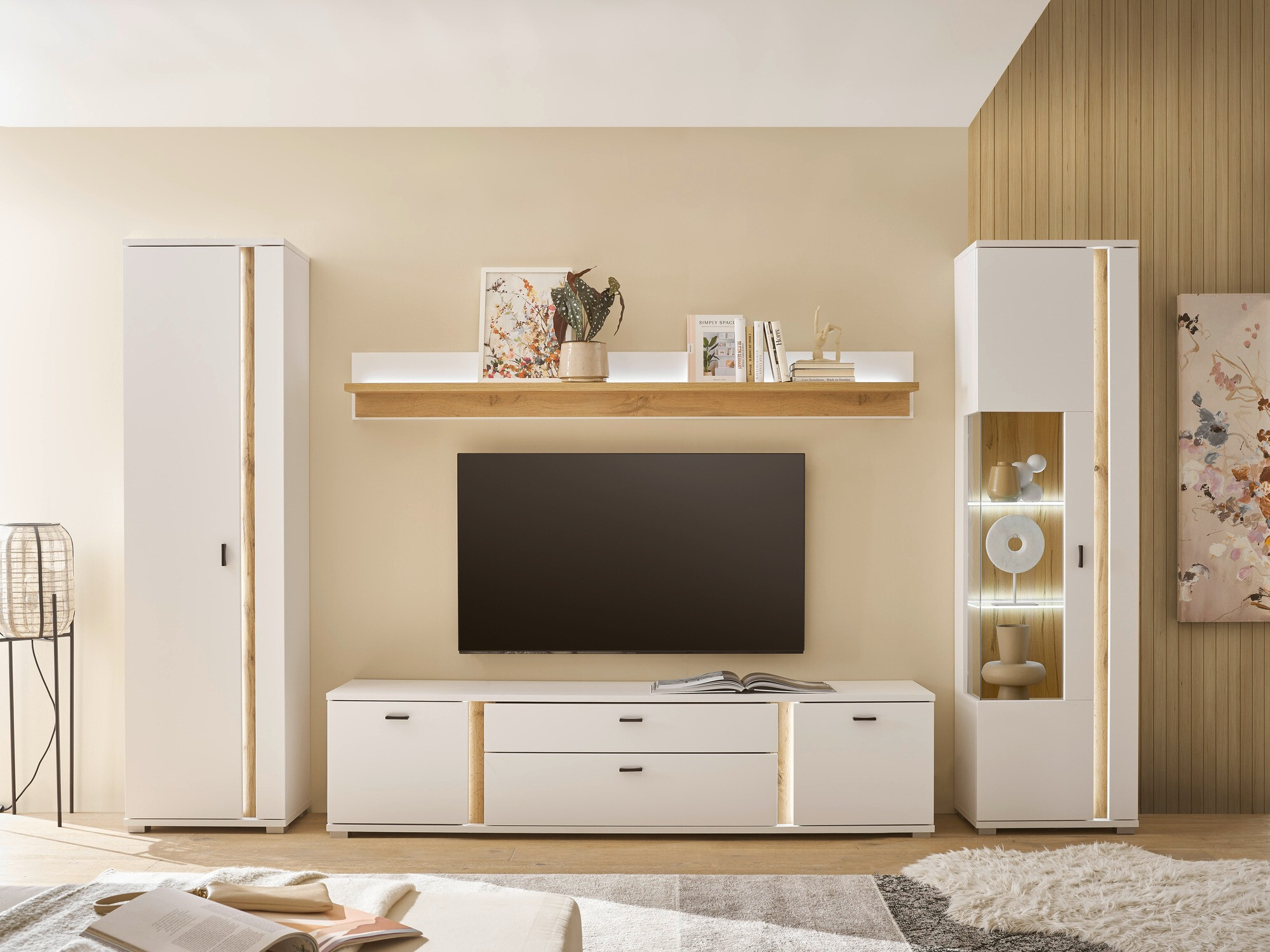 Set za dnevnu sobu Avimavi 118 (Belo + Hrast Votan)