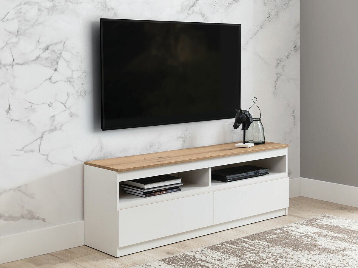TV komoda Catelbi 100 (Belo + Hrast)
