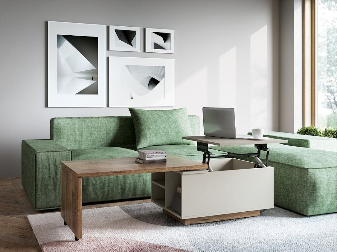 Modularni stočić za kafu Ontario 133 (Sivo + Tamni hrast)