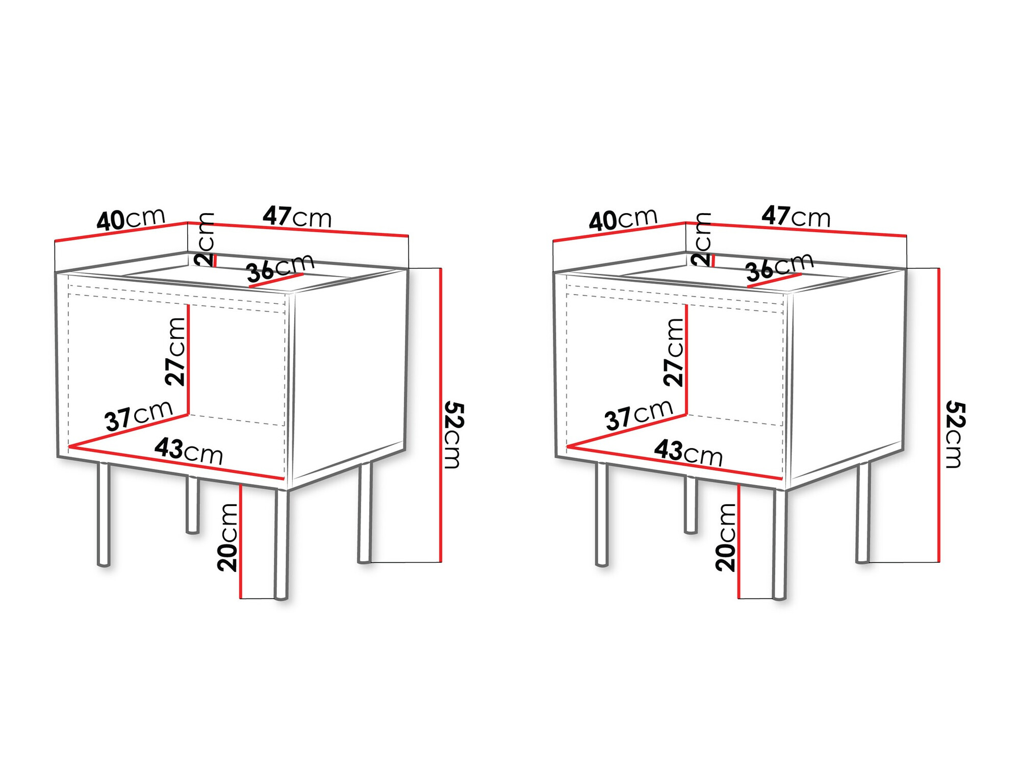 Set noćnih ormarića Mortali 107 (Crno)