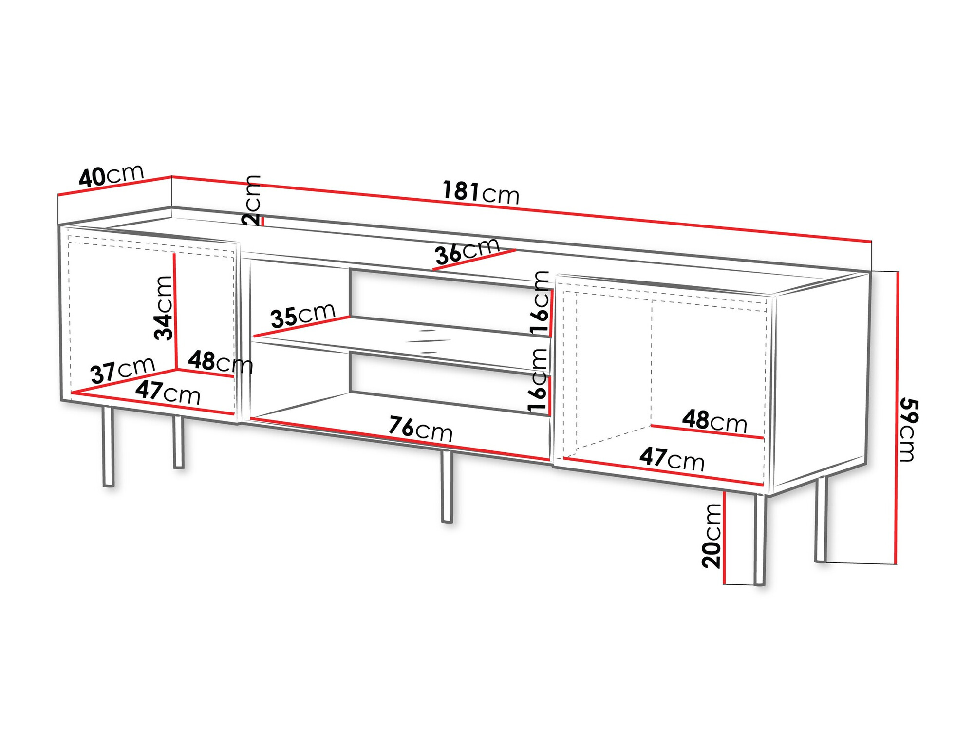 TV komoda Sillen II (Kašmir)