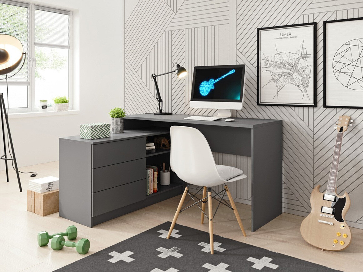 Ugaoni kancelarijski sto Kingston 130 (Graphite)