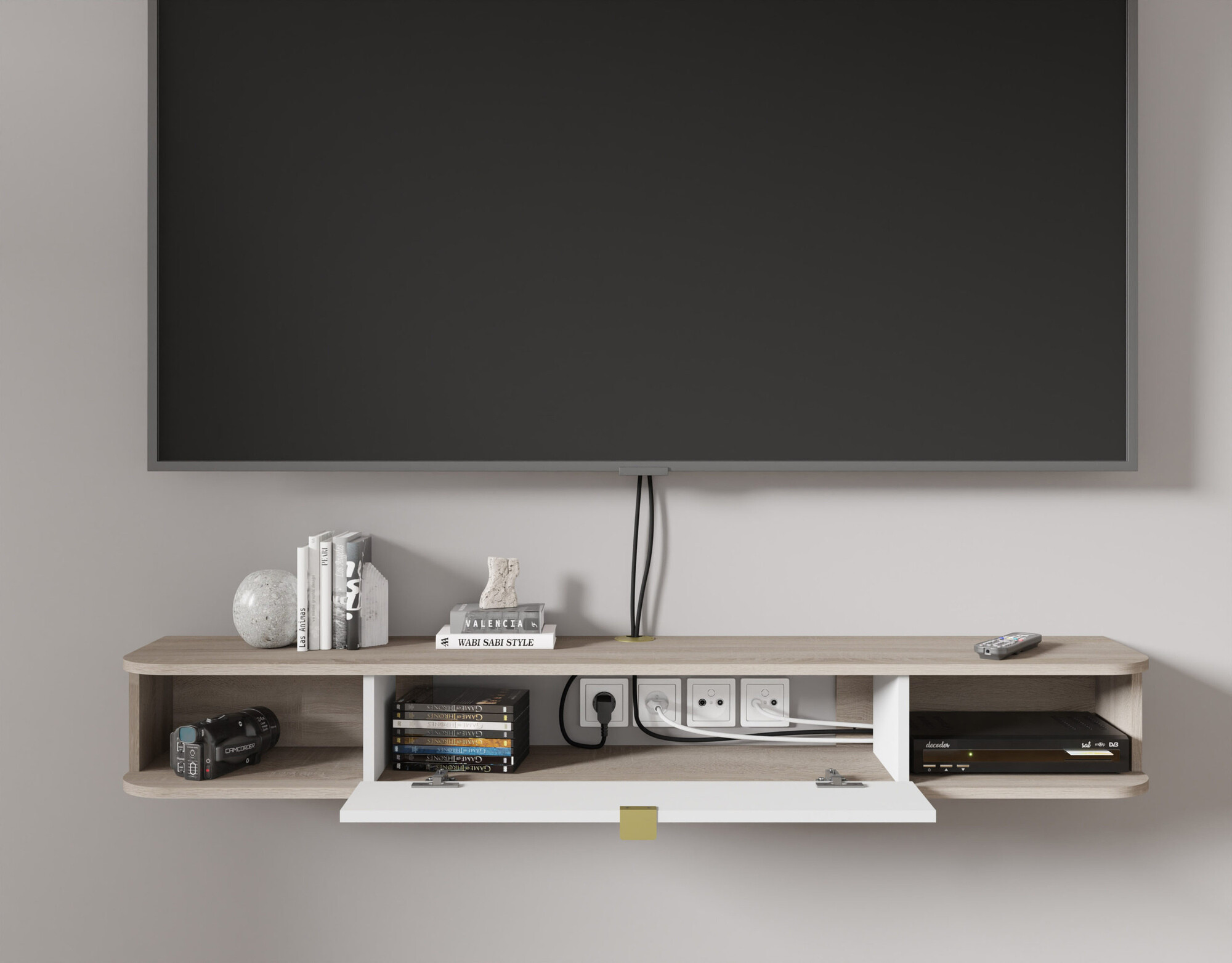 TV komoda Buffalo 176 (Sonoma hrast + Mat belo)