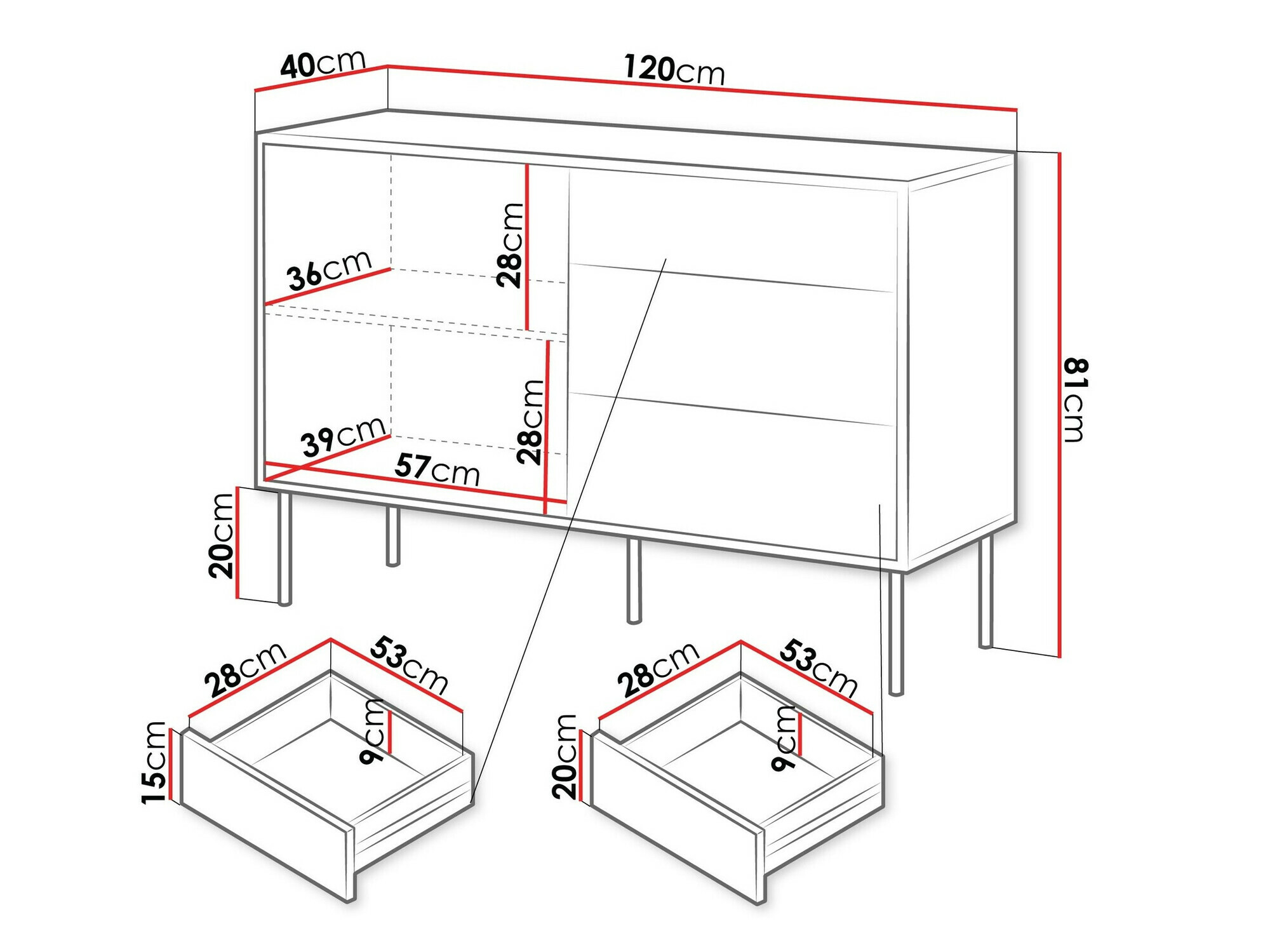 Komoda Flosoru 101 (Orah + Crno)