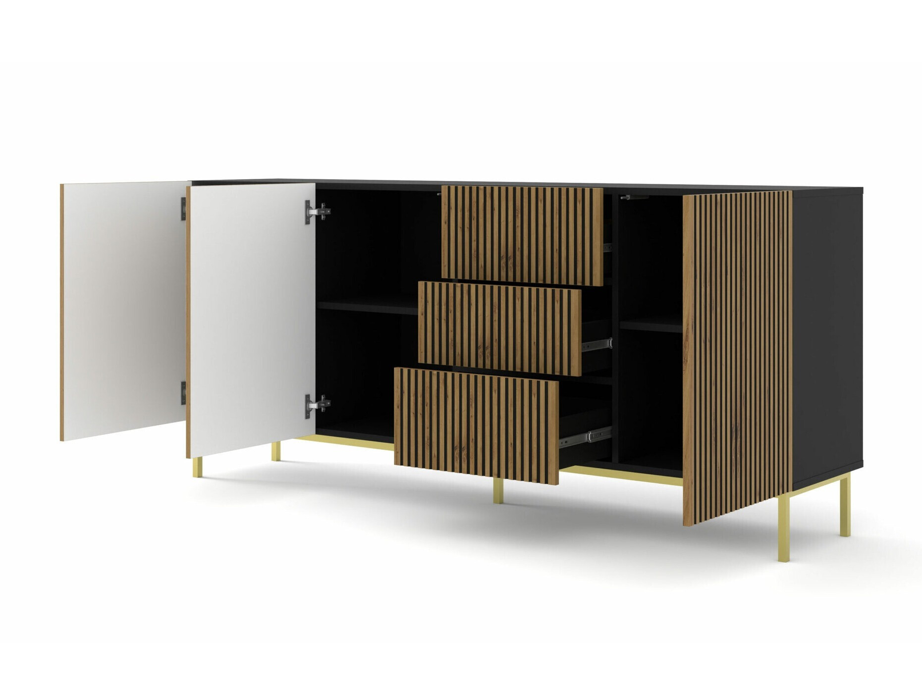 Komoda Talsalu 102 (Zanatski hrast + Crno)