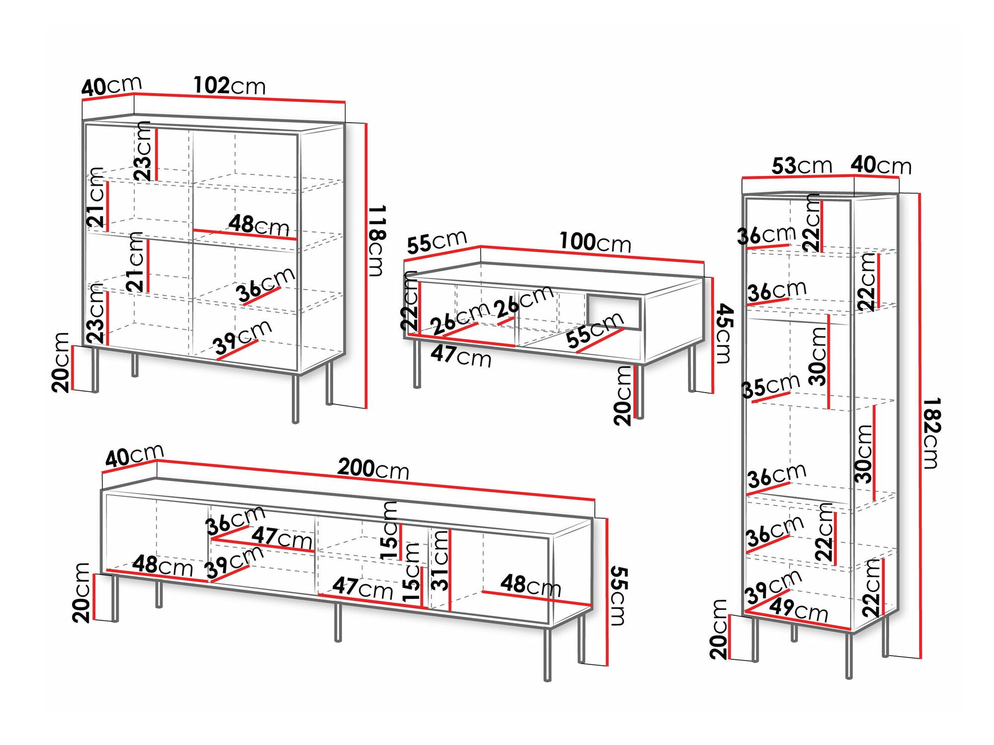 Set za dnevnu sobu Flosoru 109 (Crno)