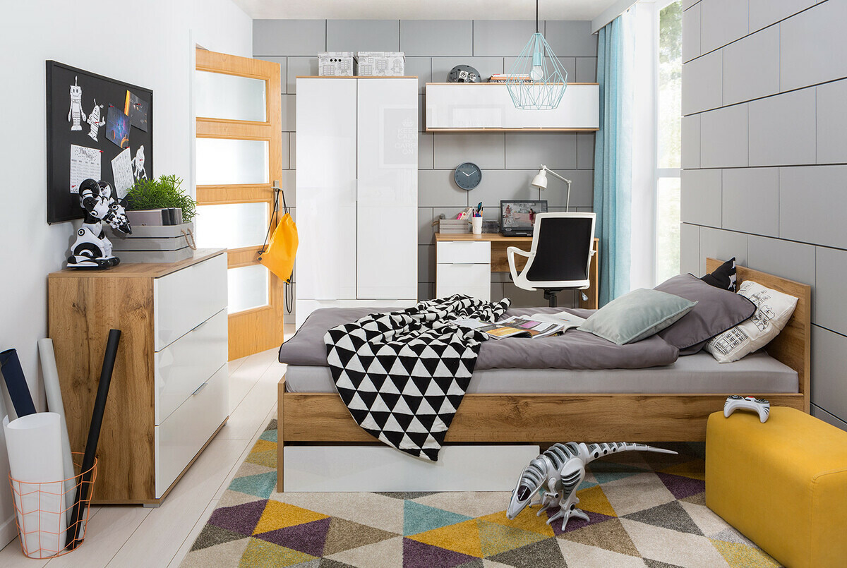 Kancelarijski sto Tivetra 100 (Вотан храст + Sjajno belo)