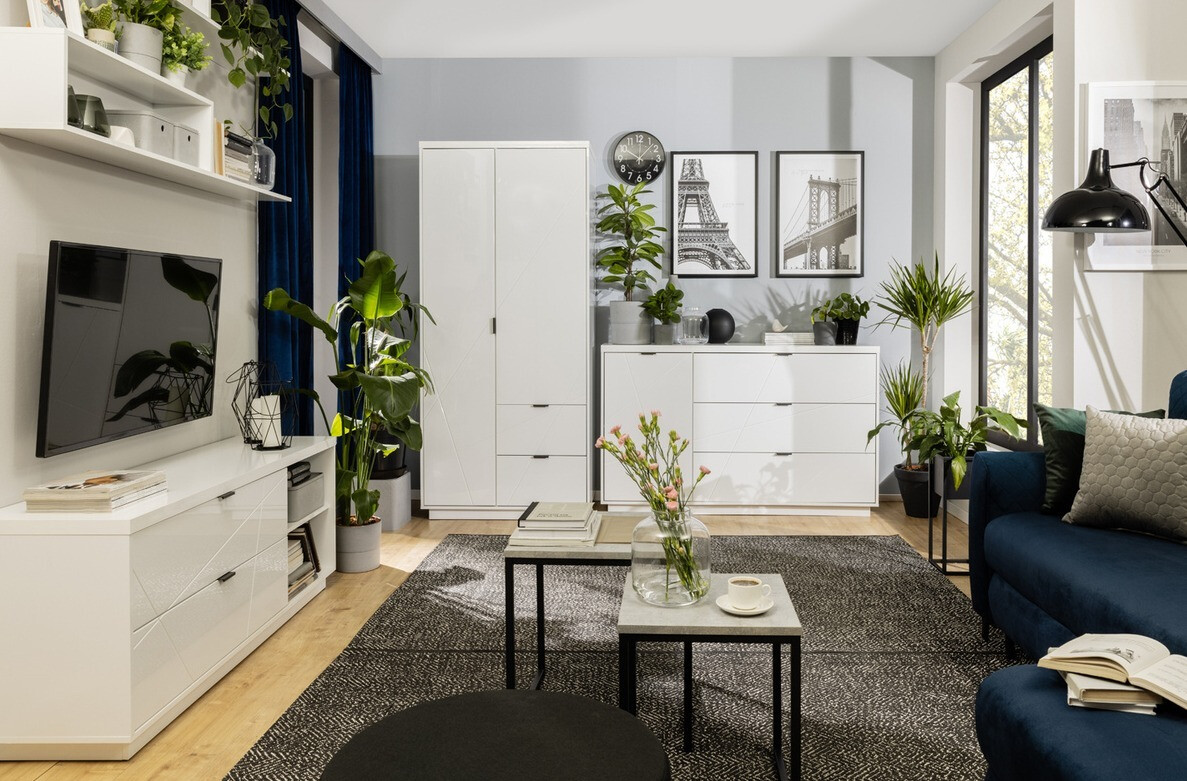 Polica Fivale 102 (Sjajno belo + Belo)