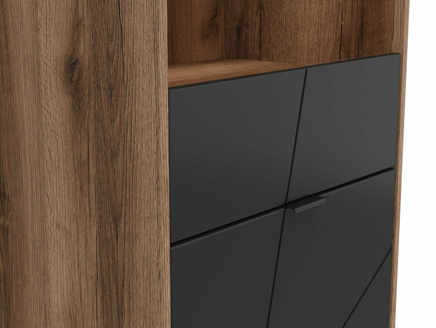 Polica Fivale 102 (Tamni Delano hrast + Mat crna)