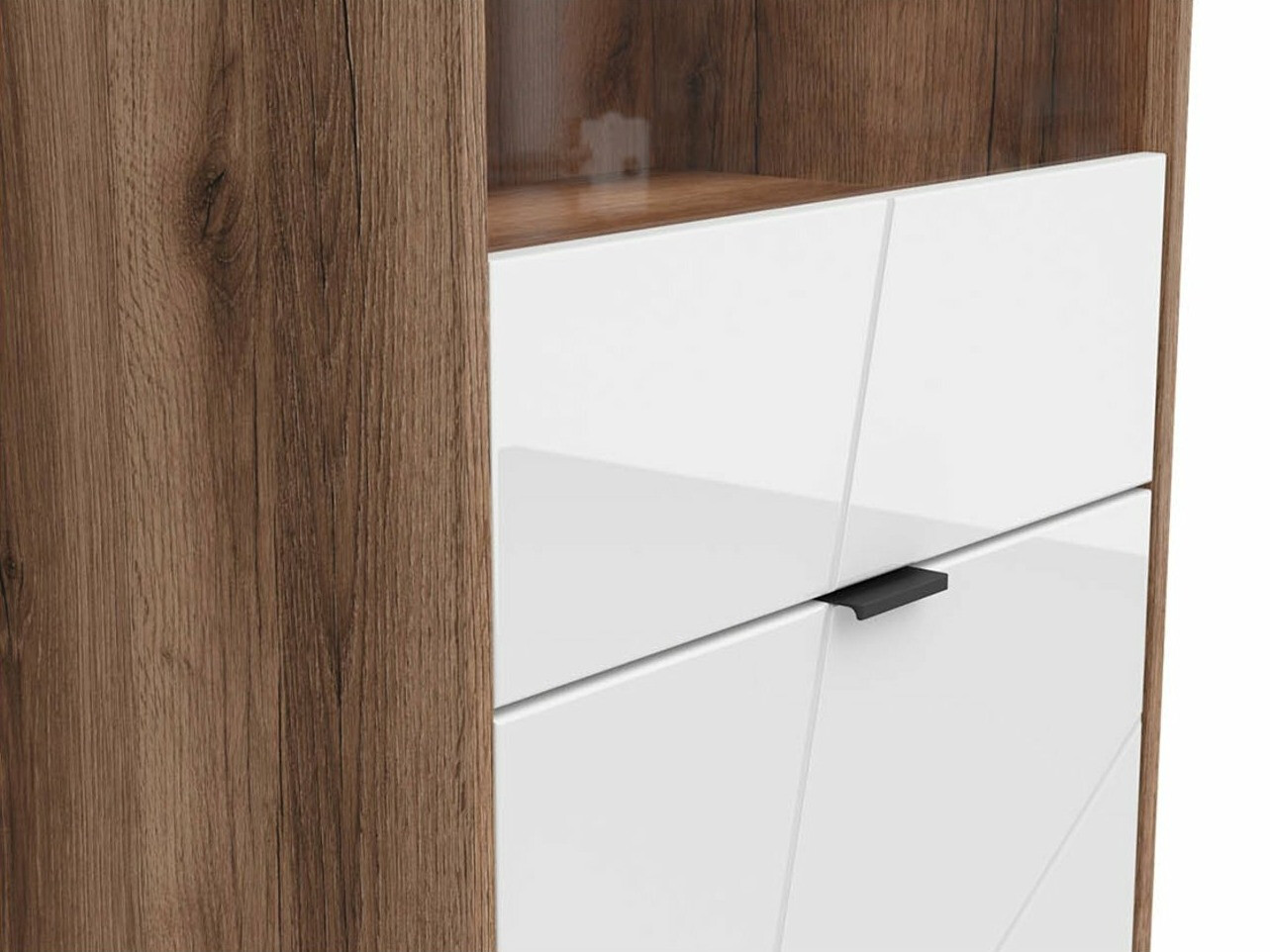 Polica Fivale 102 (Tamni Delano hrast + Sjajno belo)